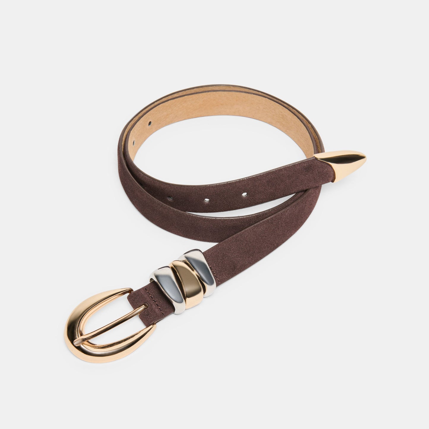 Mixed Metal Mahogany Buckle Belt Dolce Vita New