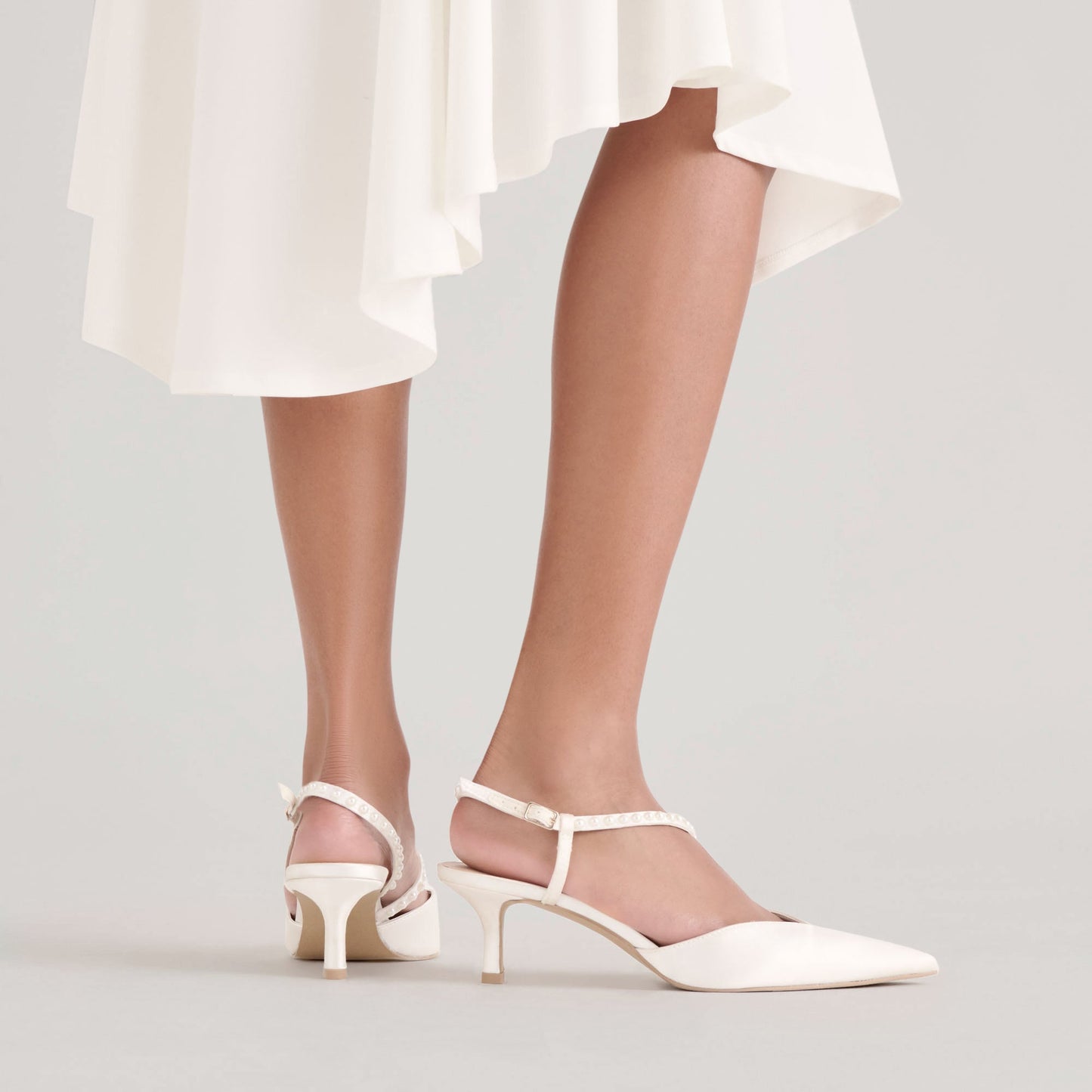 Kamra Pearl True White Satin Mid Heels Dolce Vita On sale