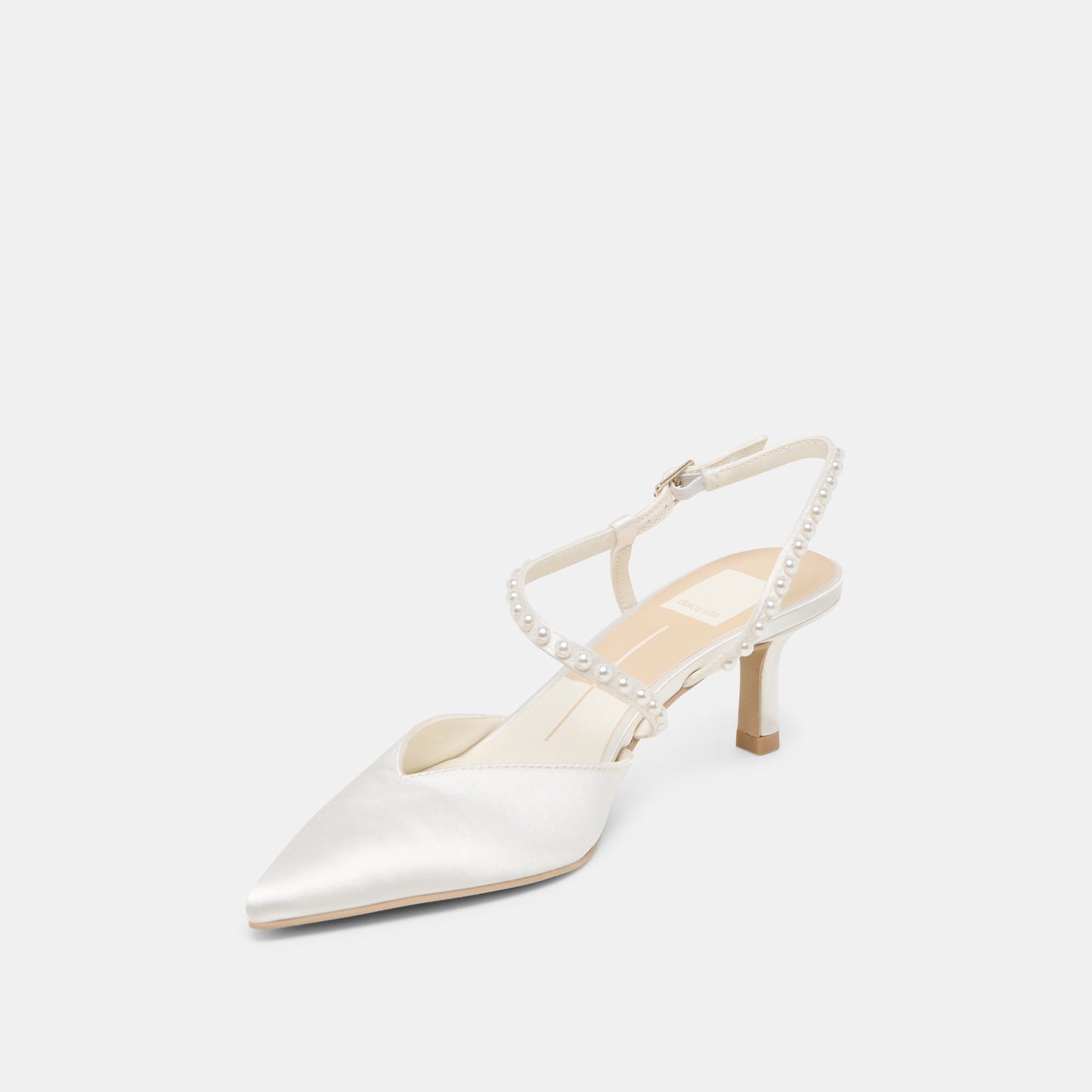 Kamra Pearl True White Satin Mid Heels Dolce Vita On sale
