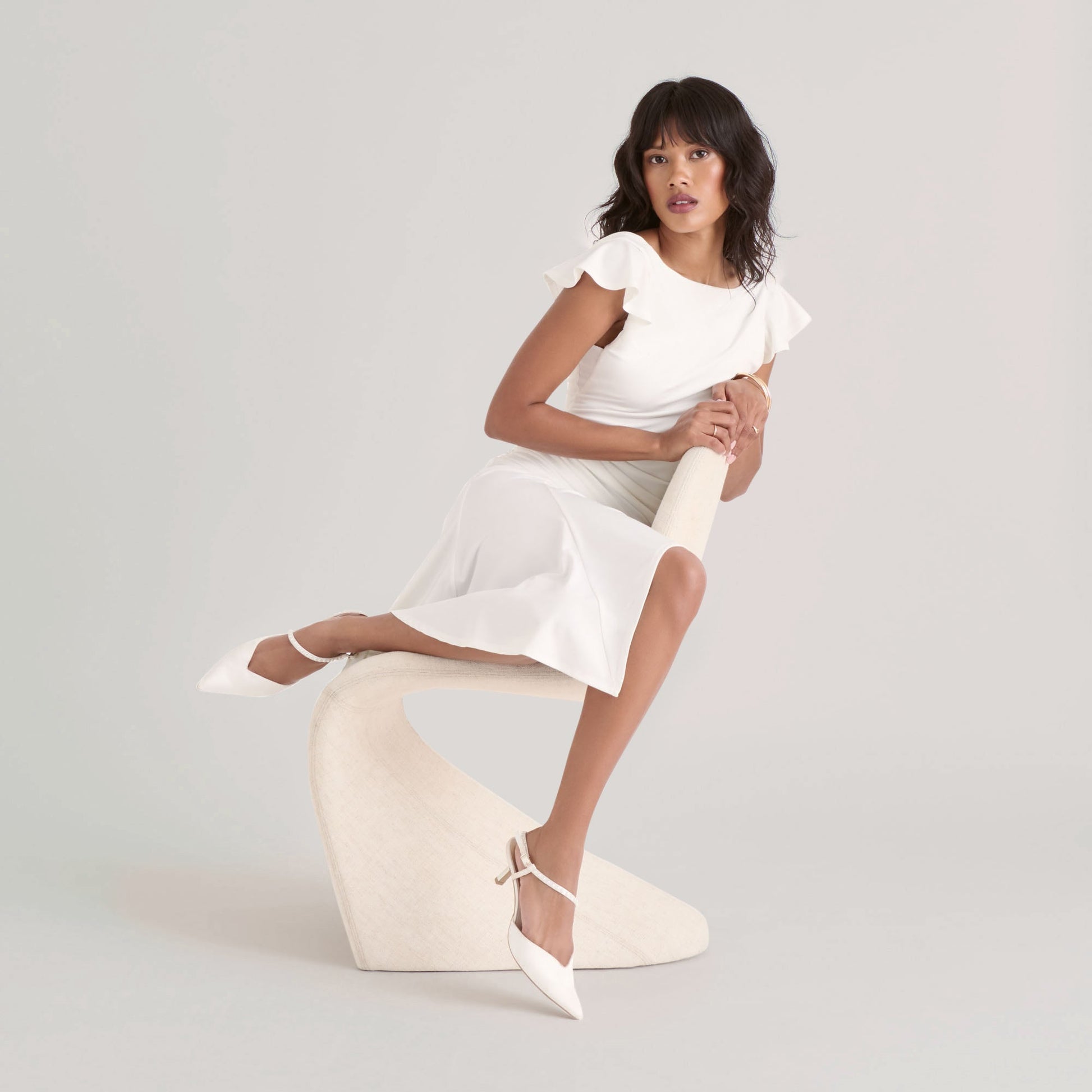 Kamra Pearl True White Satin Mid Heels Dolce Vita On sale