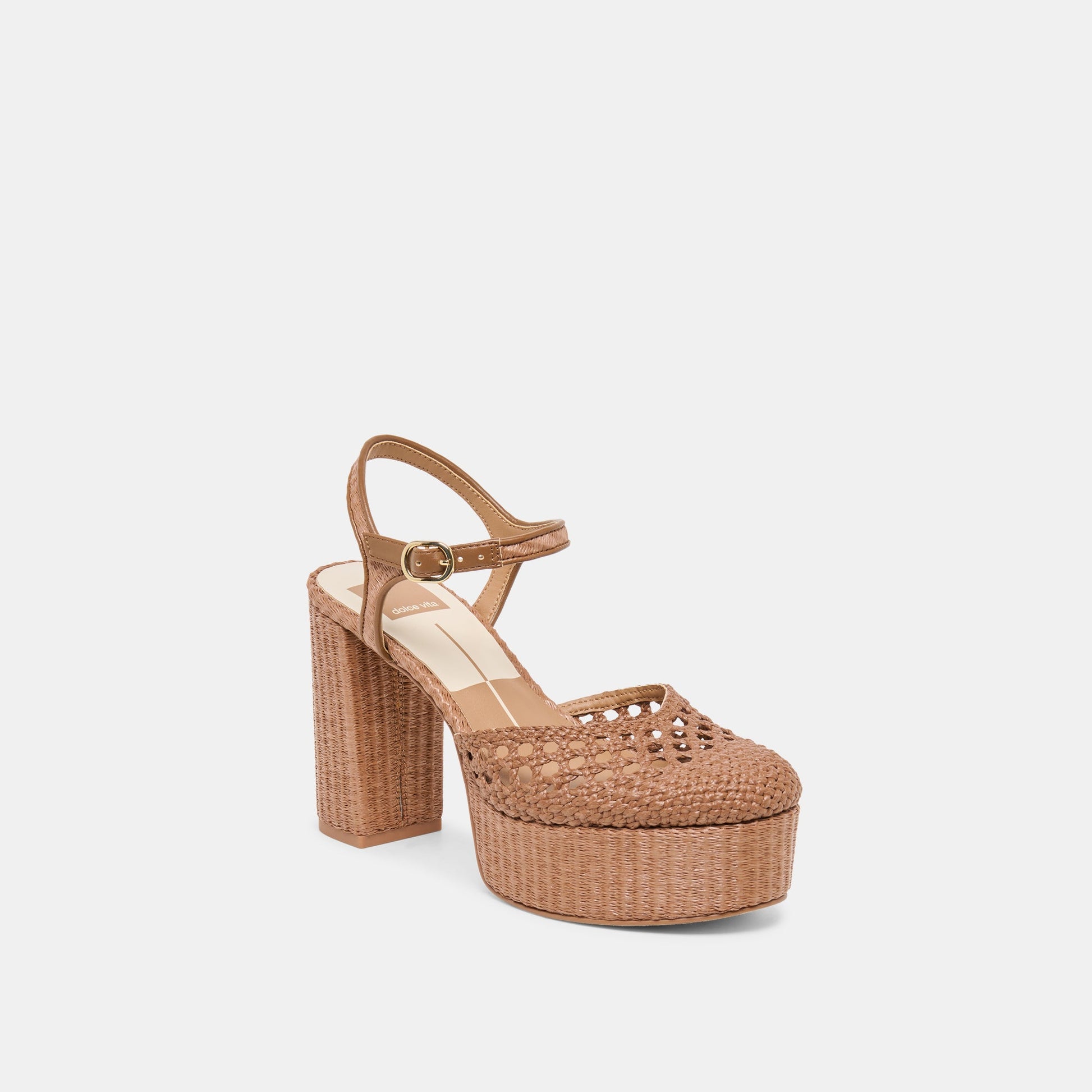 Gero Mid Brown Woven Raffia Heels Dolce Vita Outlet