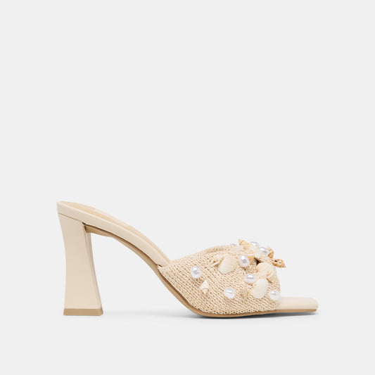 Tylah Oatmeal Beaded Raffia Heels Dolce Vita For sale