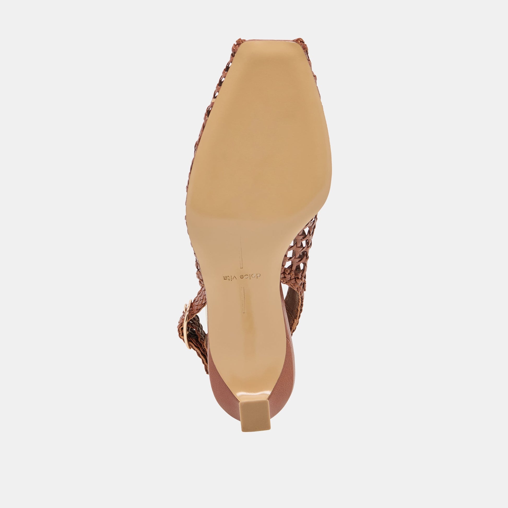 REMLA Tan Woven Leather Peep-Toe Kitten Heel Dolce Vita Sale
