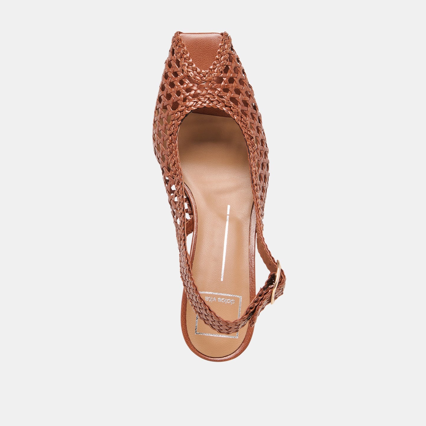 REMLA Tan Woven Leather Peep-Toe Kitten Heel Dolce Vita Sale
