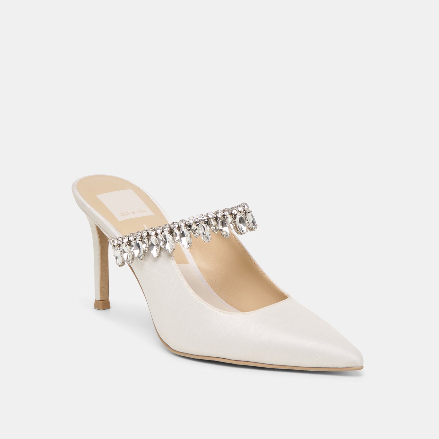Keli Crystal White Satin Heels Dolce Vita New