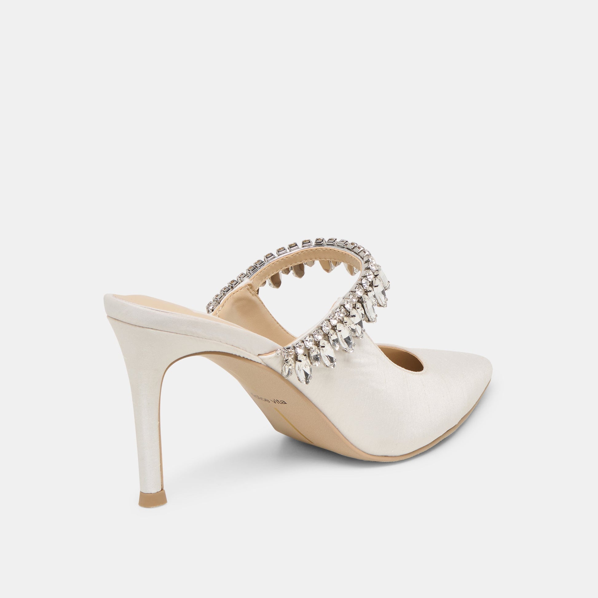 Keli Crystal White Satin Heels Dolce Vita New