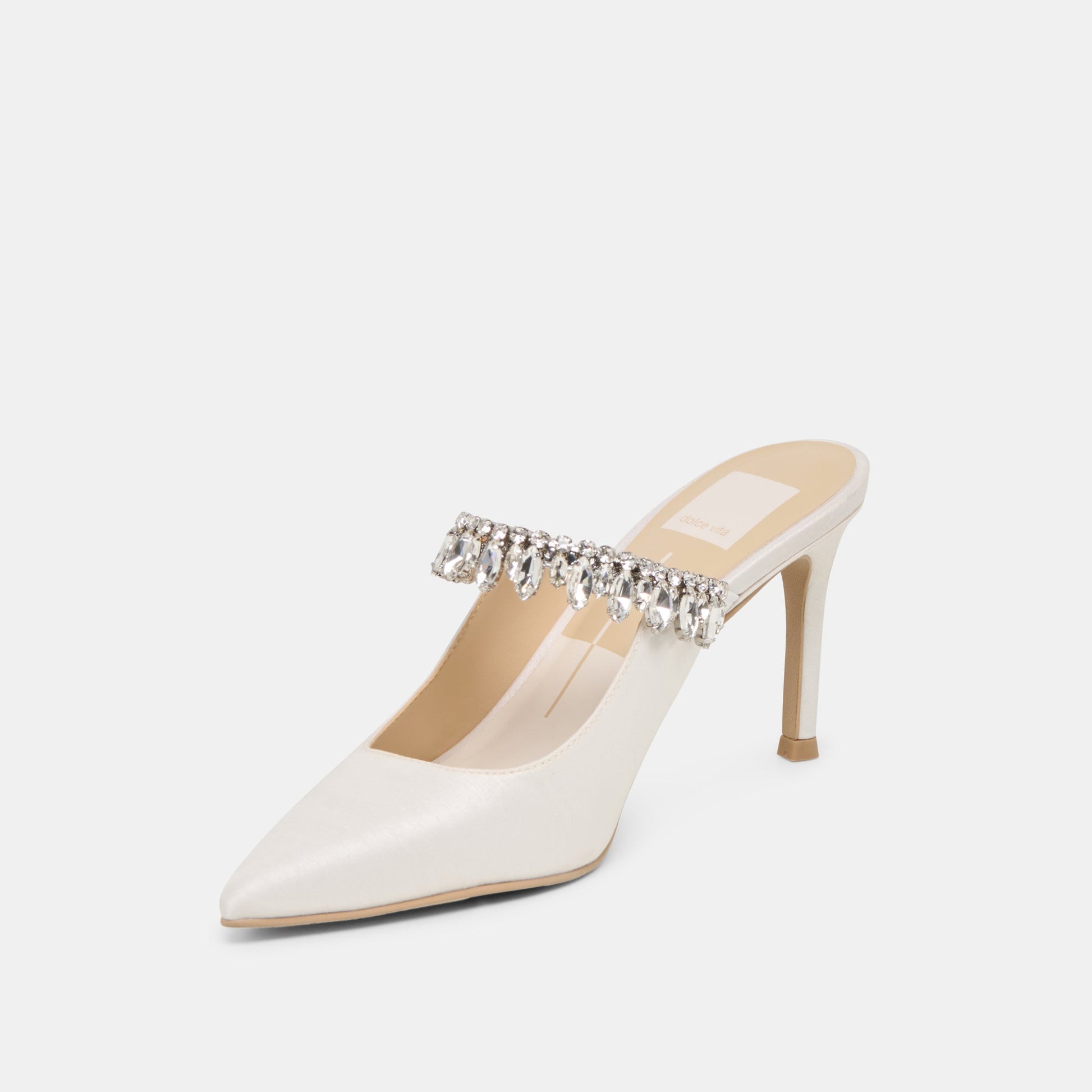 Keli Crystal White Satin Heels Dolce Vita New