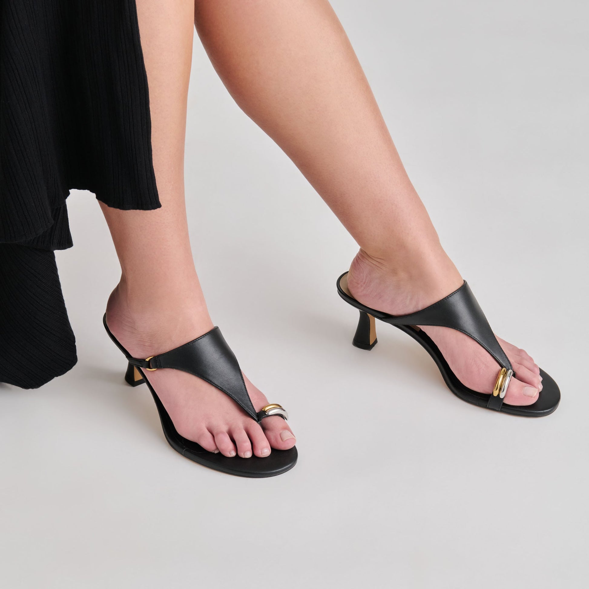 Derrel Black Leather Heels Dolce Vita New