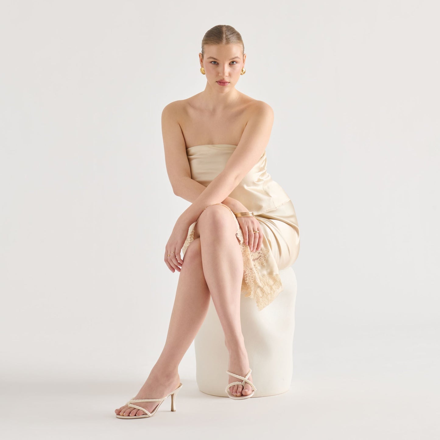 Liano Pearl Off White Satin Heels Dolce Vita For sale