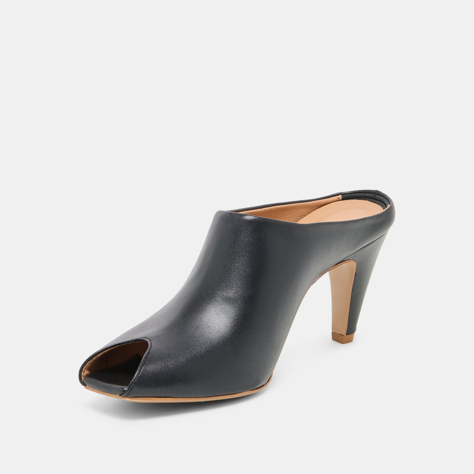 MERY Black Leather Peep-Toe Heels Dolce Vita Sale