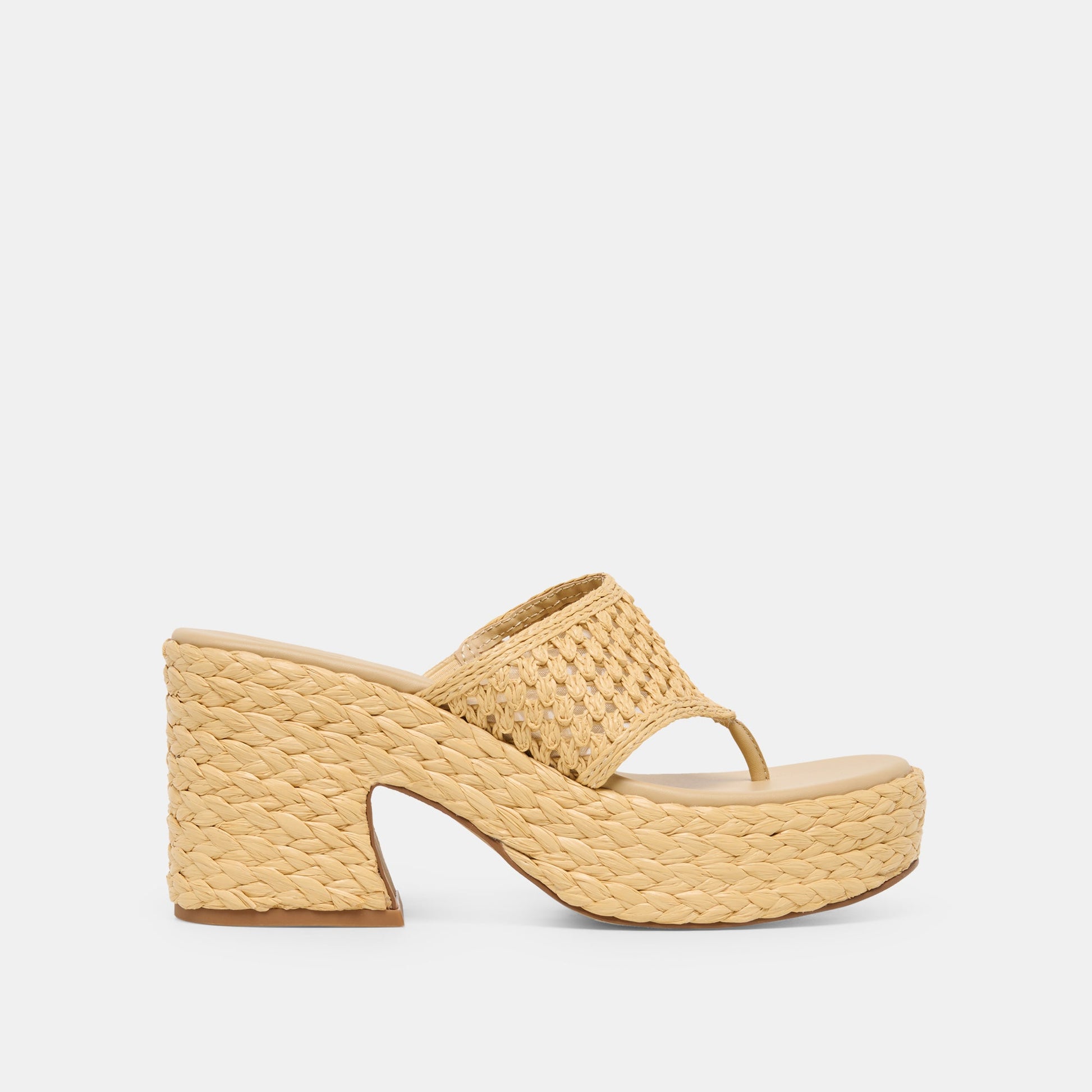 RIPPLE Lt Natural Raffia Platform Thong Block Heel Dolce Vita Outlet