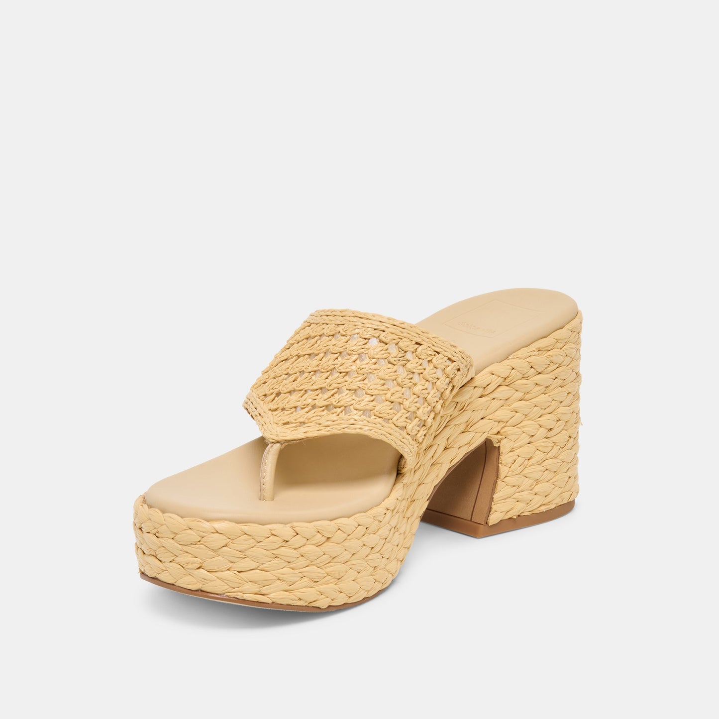 RIPPLE Lt Natural Raffia Platform Thong Block Heel Dolce Vita Outlet