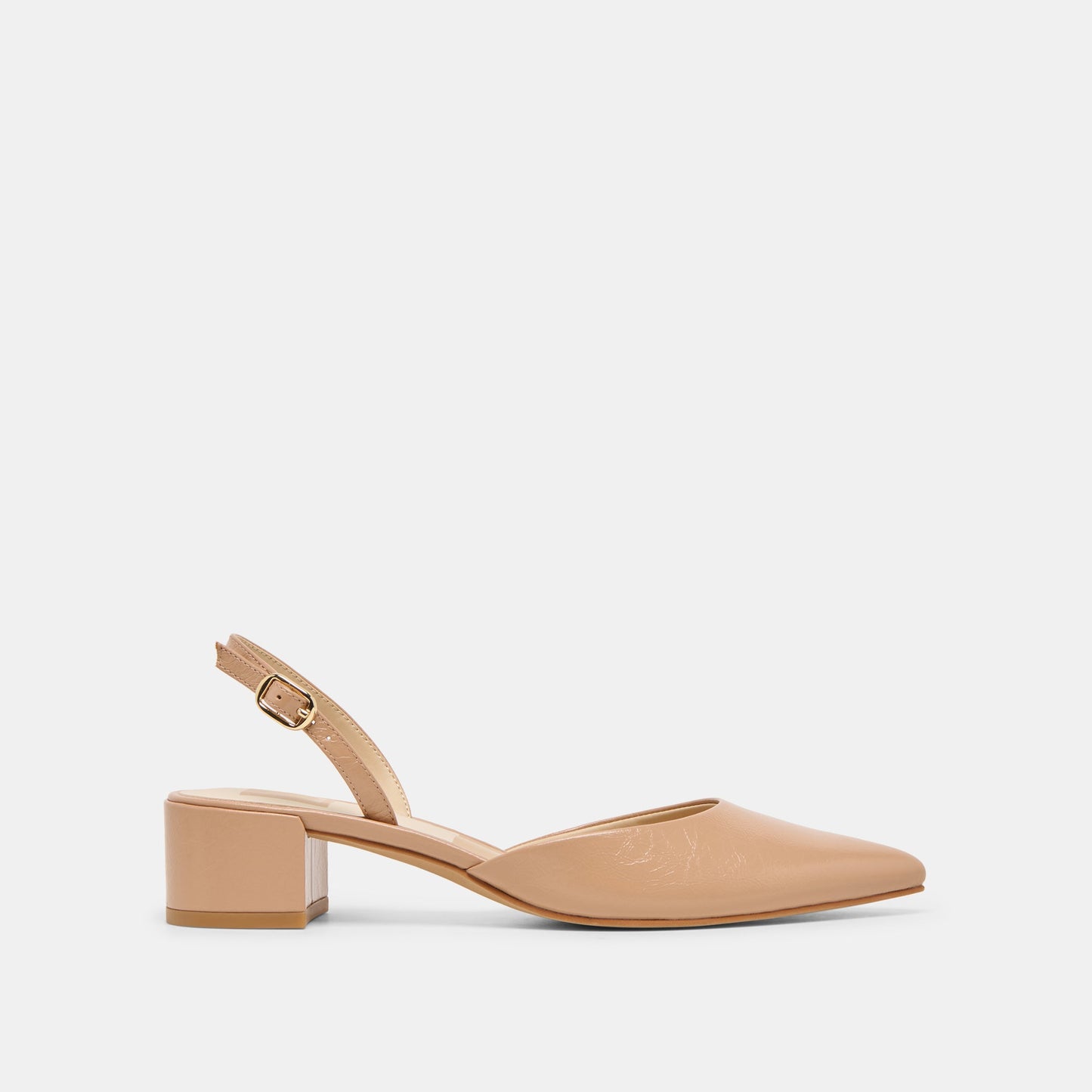 Carel Wide Lt Tan Crinkle Patent Leather Heels Dolce Vita New