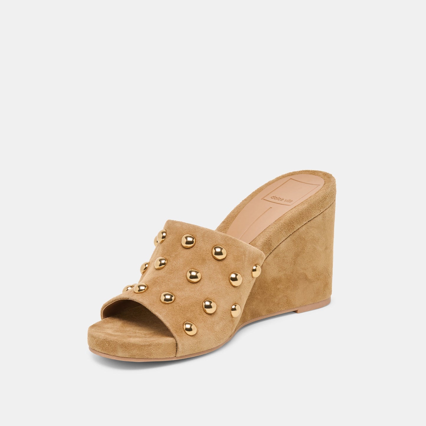 Holta Stud Lt Brown Suede Wedges Dolce Vita New