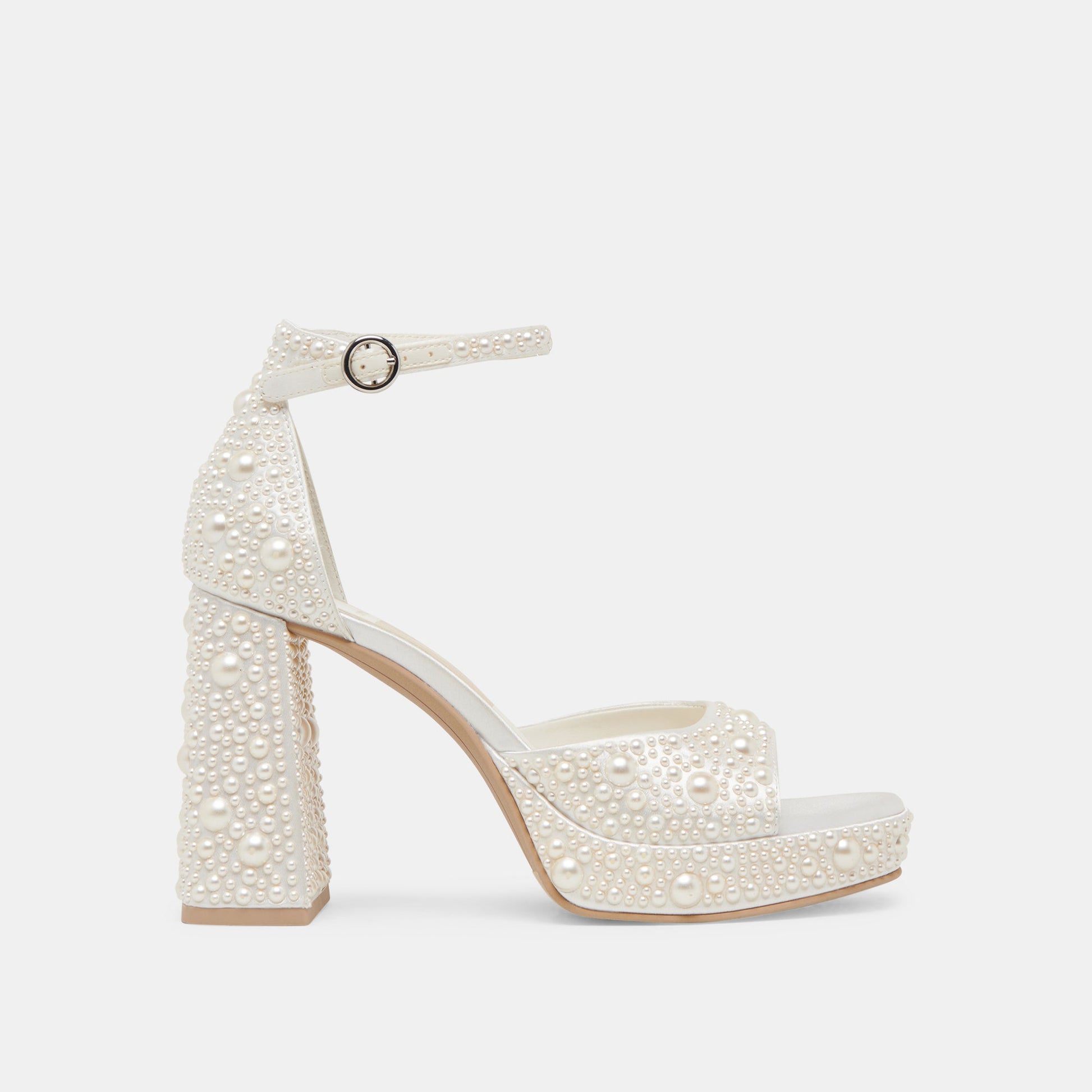 PANDRO PEARL WIDE HEELS TRUE WHITE SATIN
 – Dolce Vita Dolce Vita Outlet