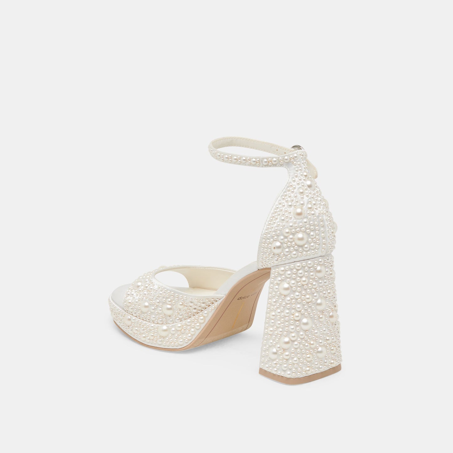PANDRO PEARL WIDE HEELS TRUE WHITE SATIN
 – Dolce Vita Dolce Vita Outlet