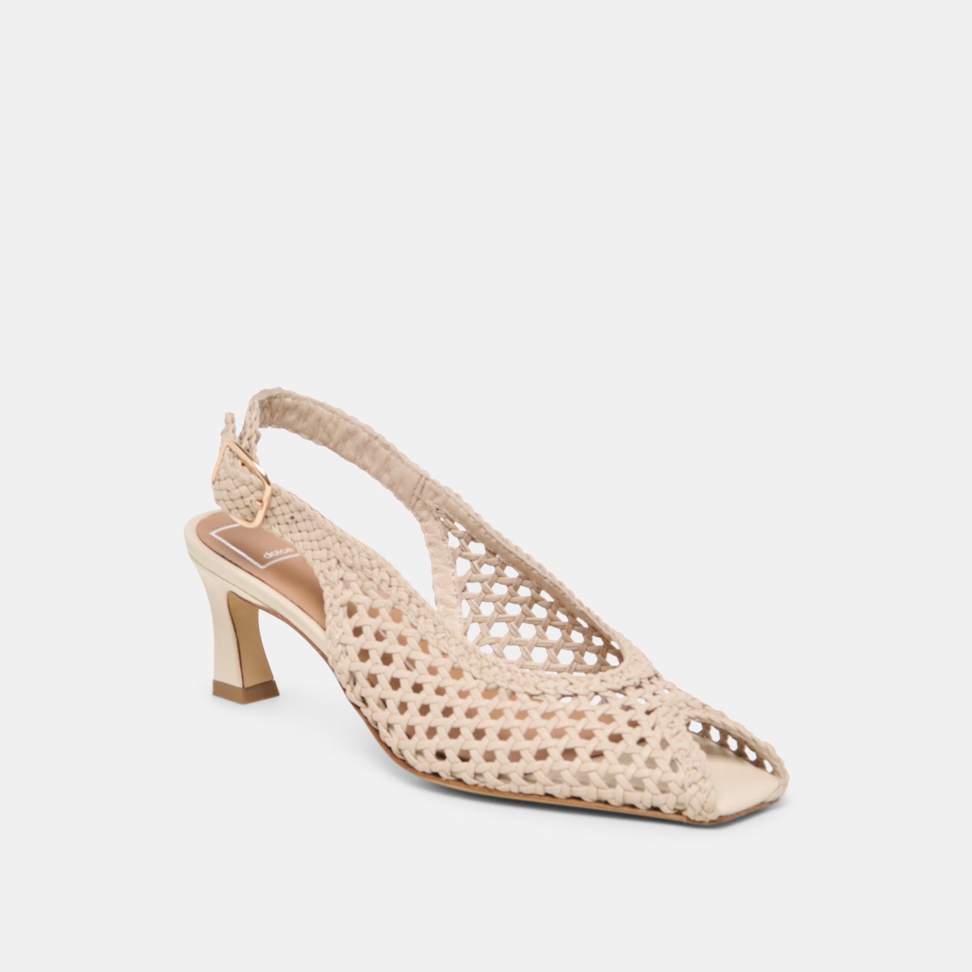 REMLA Bone Woven Leather Peep-Toe Kitten Heel Dolce Vita Discount