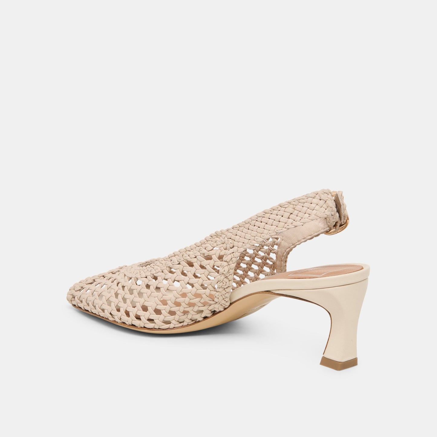 REMLA Bone Woven Leather Peep-Toe Kitten Heel Dolce Vita Discount