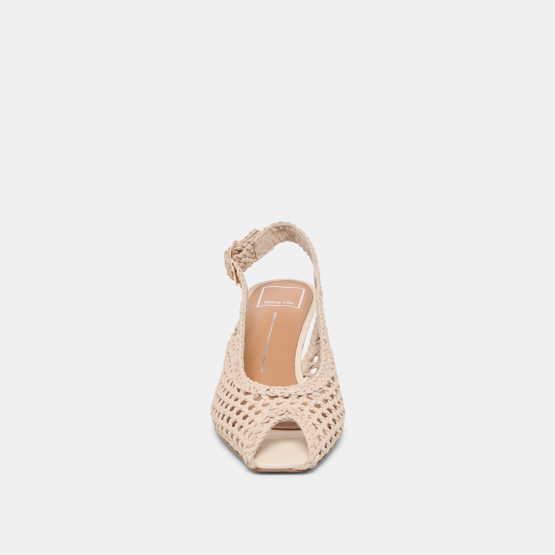 REMLA Bone Woven Leather Peep-Toe Kitten Heel Dolce Vita Discount