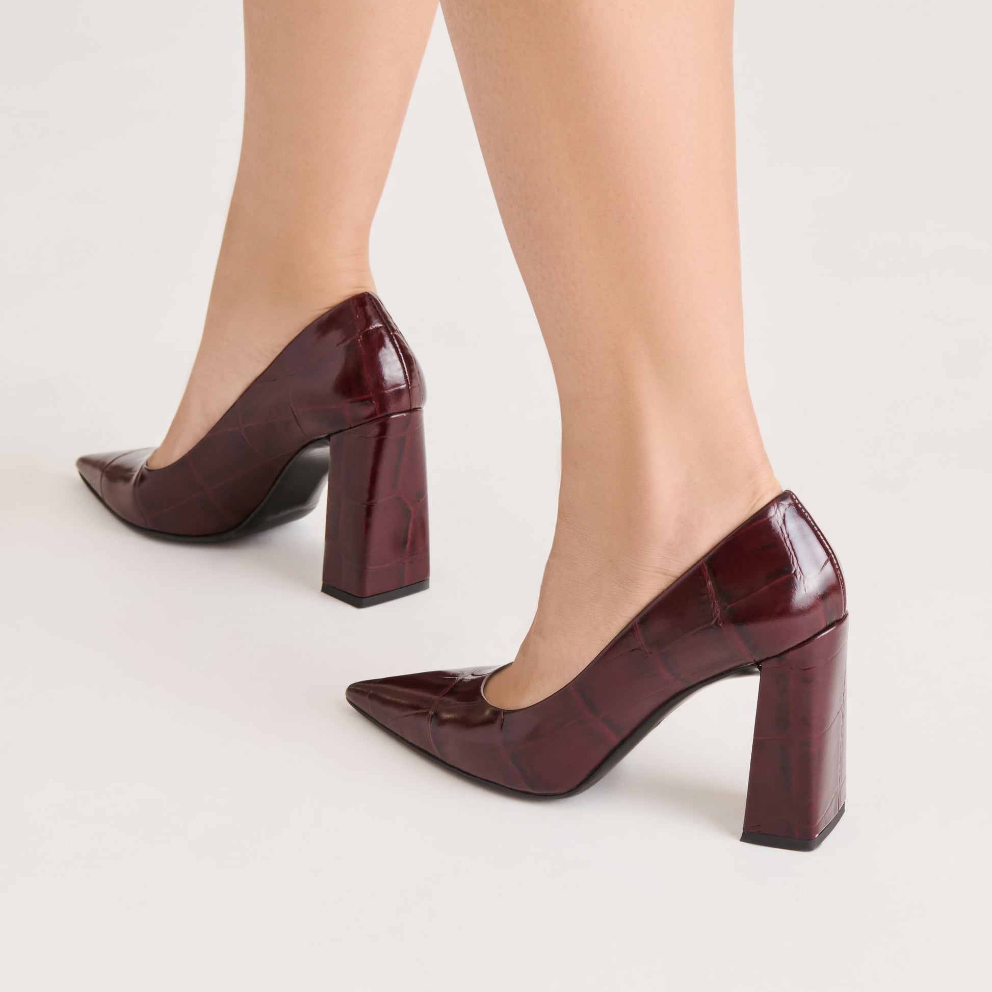 Misty Burgundy Croco Embossed Leather Heels Dolce Vita Sale