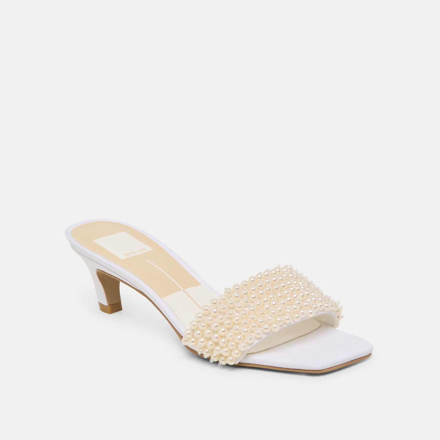 Rexa Pearl Off White Satin Heels Dolce Vita us