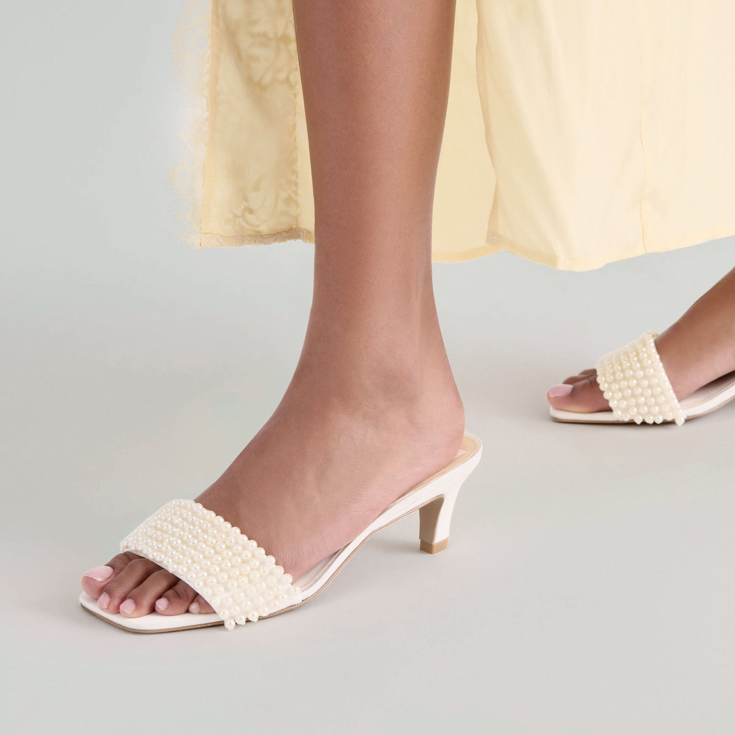 Rexa Pearl Off White Satin Heels Dolce Vita us