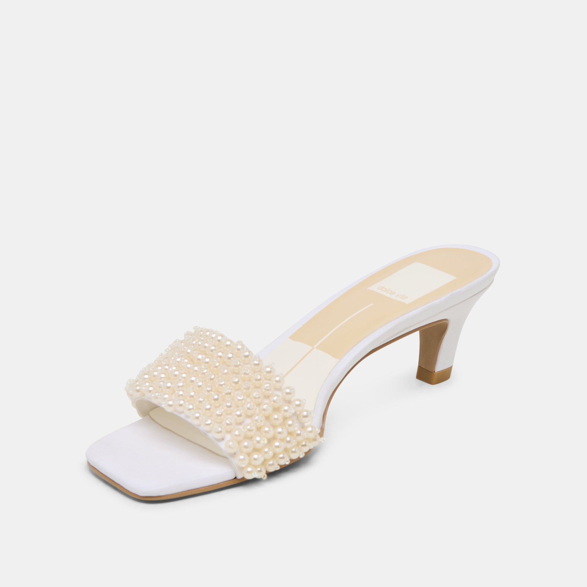 Rexa Pearl Off White Satin Heels Dolce Vita us