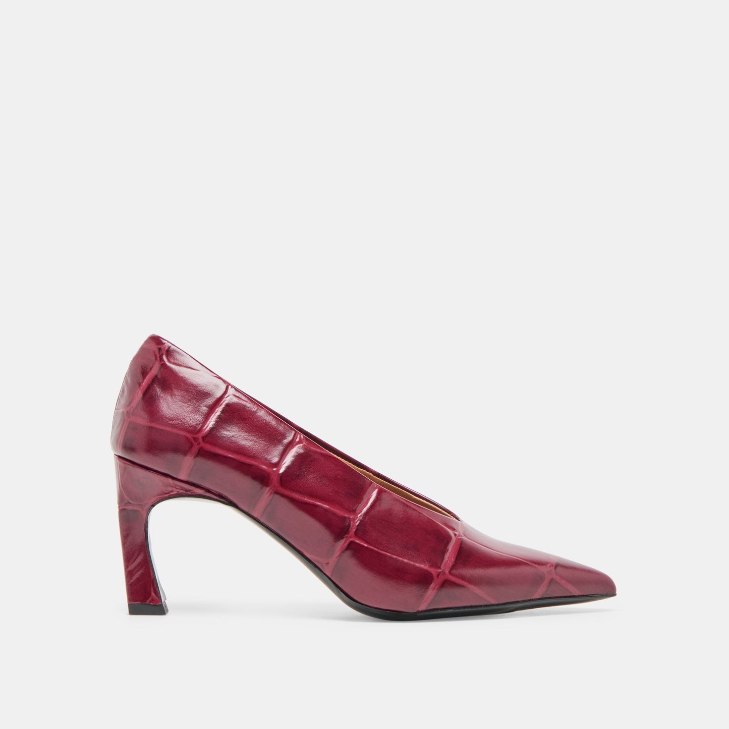 Midge Burgundy Croco Embossed Leather Heels Dolce Vita New