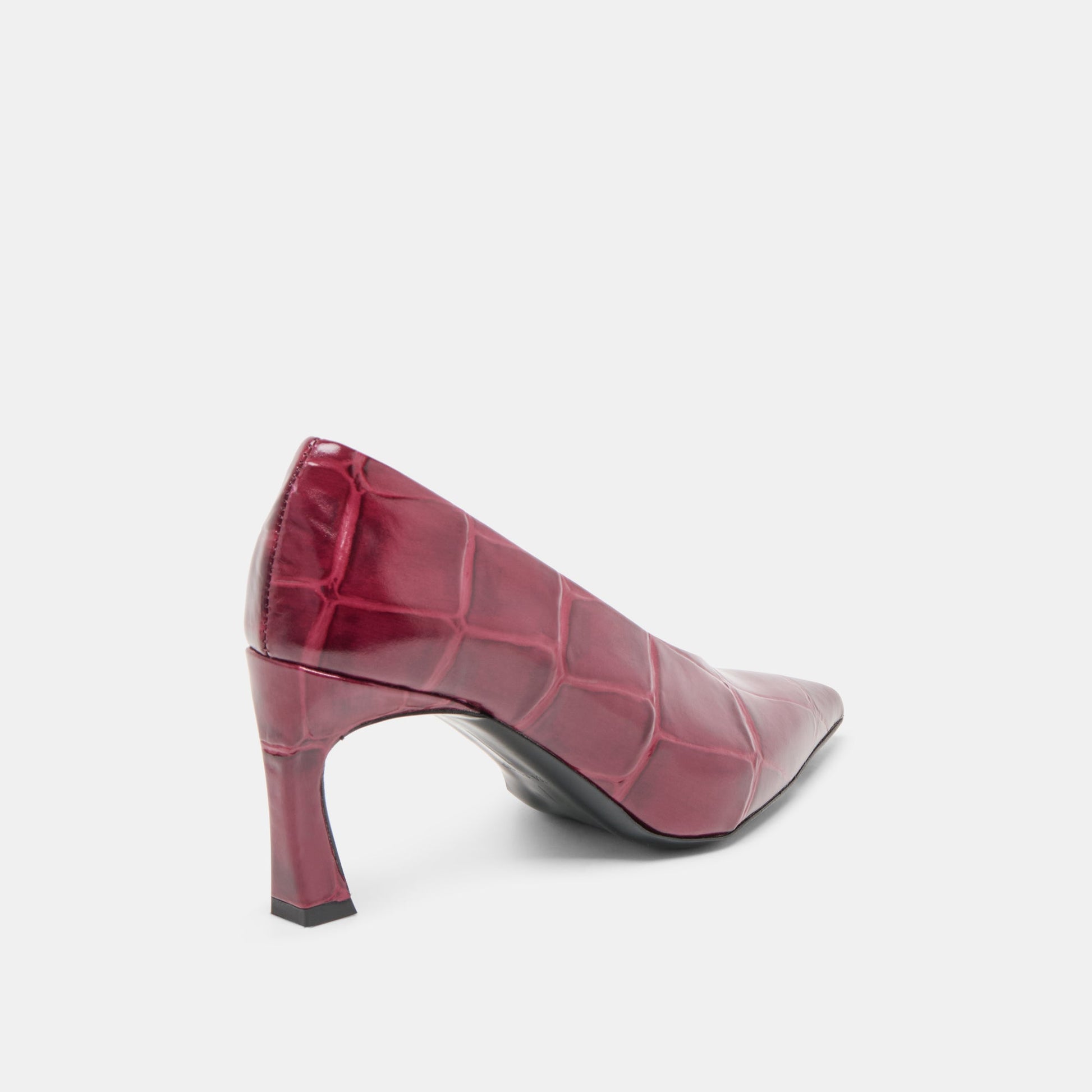 Midge Burgundy Croco Embossed Leather Heels Dolce Vita New