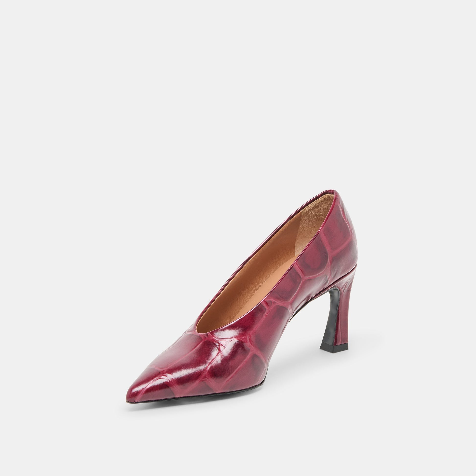 Midge Burgundy Croco Embossed Leather Heels Dolce Vita New