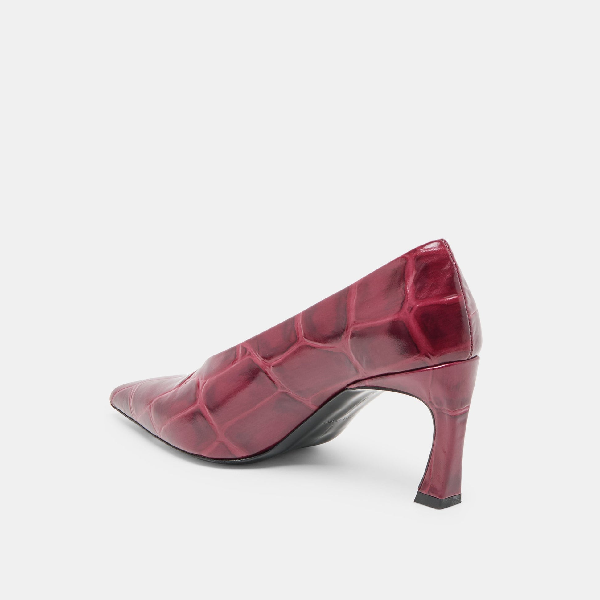 Midge Burgundy Croco Embossed Leather Heels Dolce Vita New