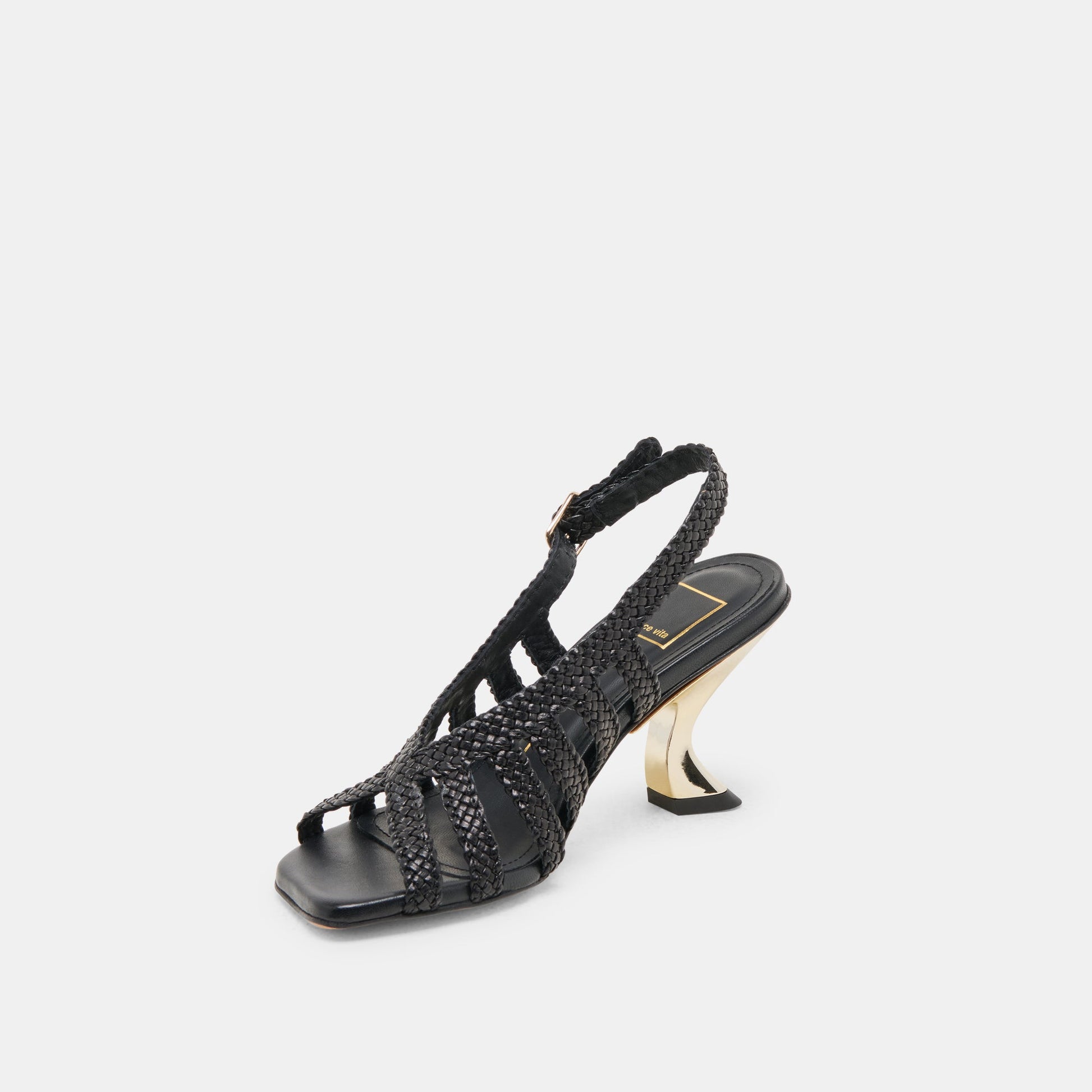 SICILY HEELS BLACK WOVEN LEATHER
 – Dolce Vita Dolce Vita Discount