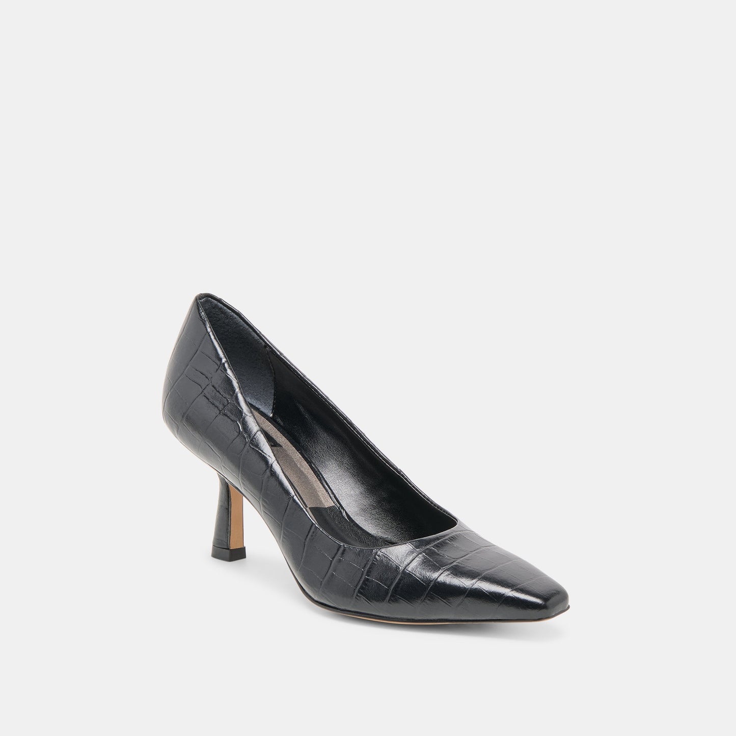 Briona Noir Croco Embossed Leather Heels Dolce Vita us