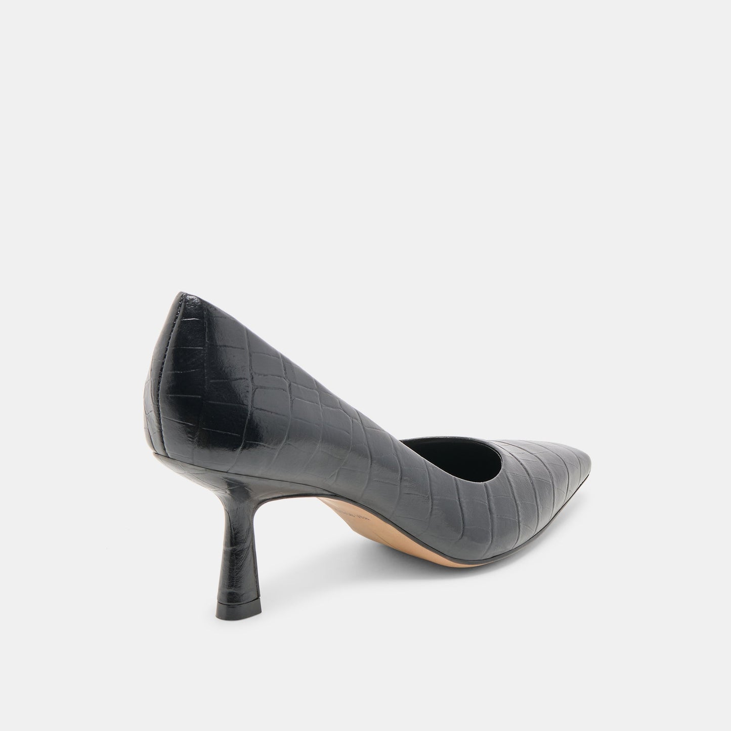 Briona Noir Croco Embossed Leather Heels Dolce Vita us