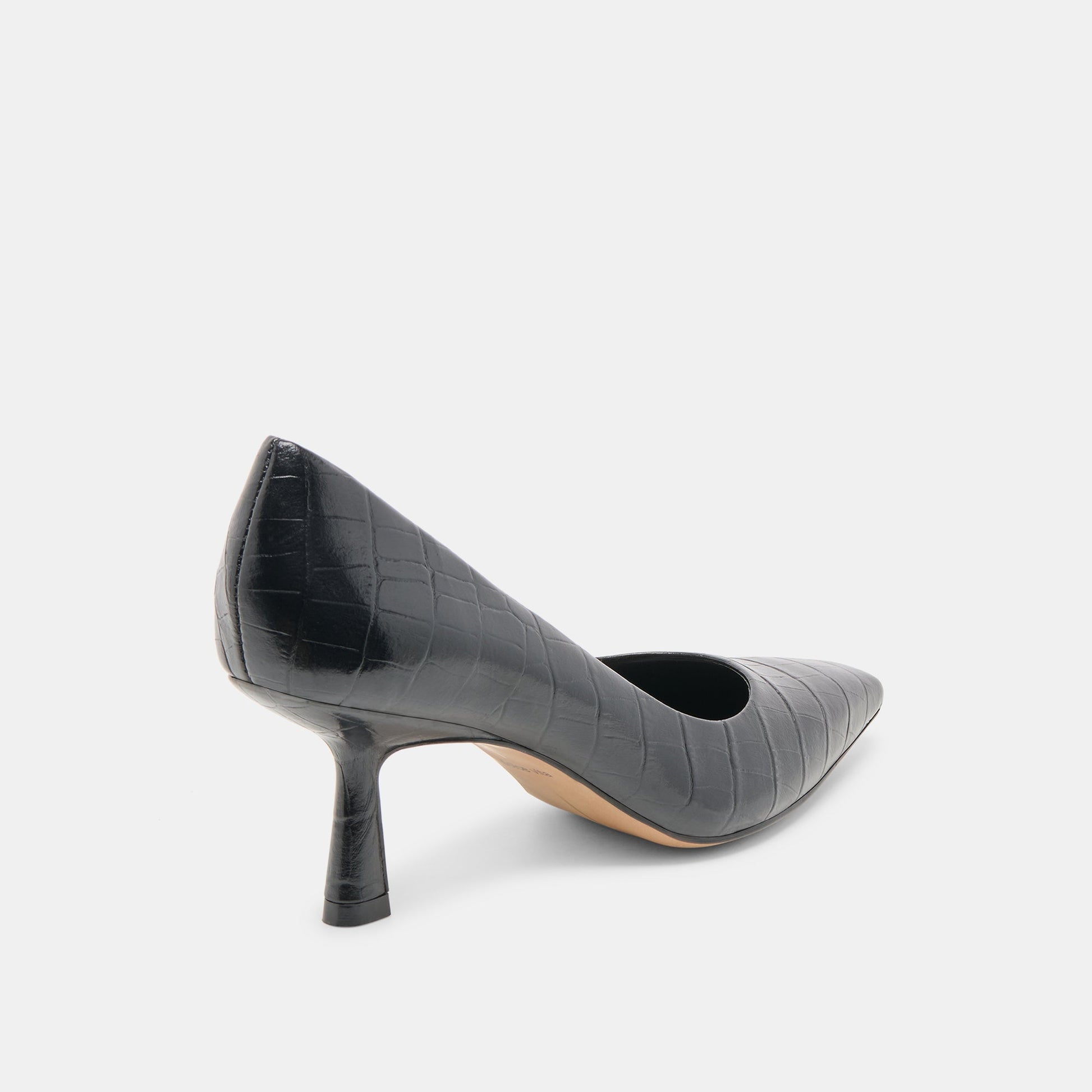 Briona Noir Croco Embossed Leather Heels Dolce Vita us