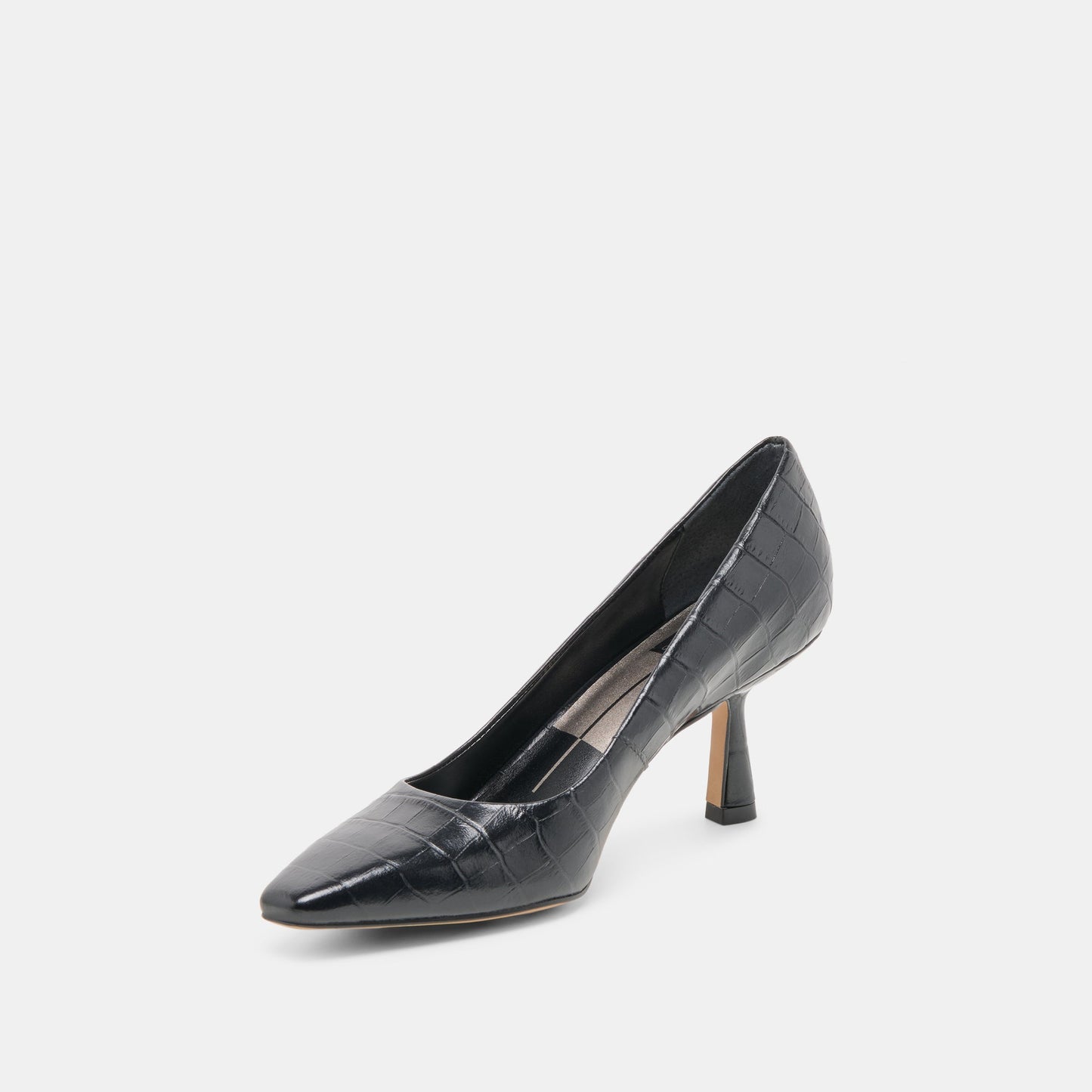 Briona Noir Croco Embossed Leather Heels Dolce Vita us