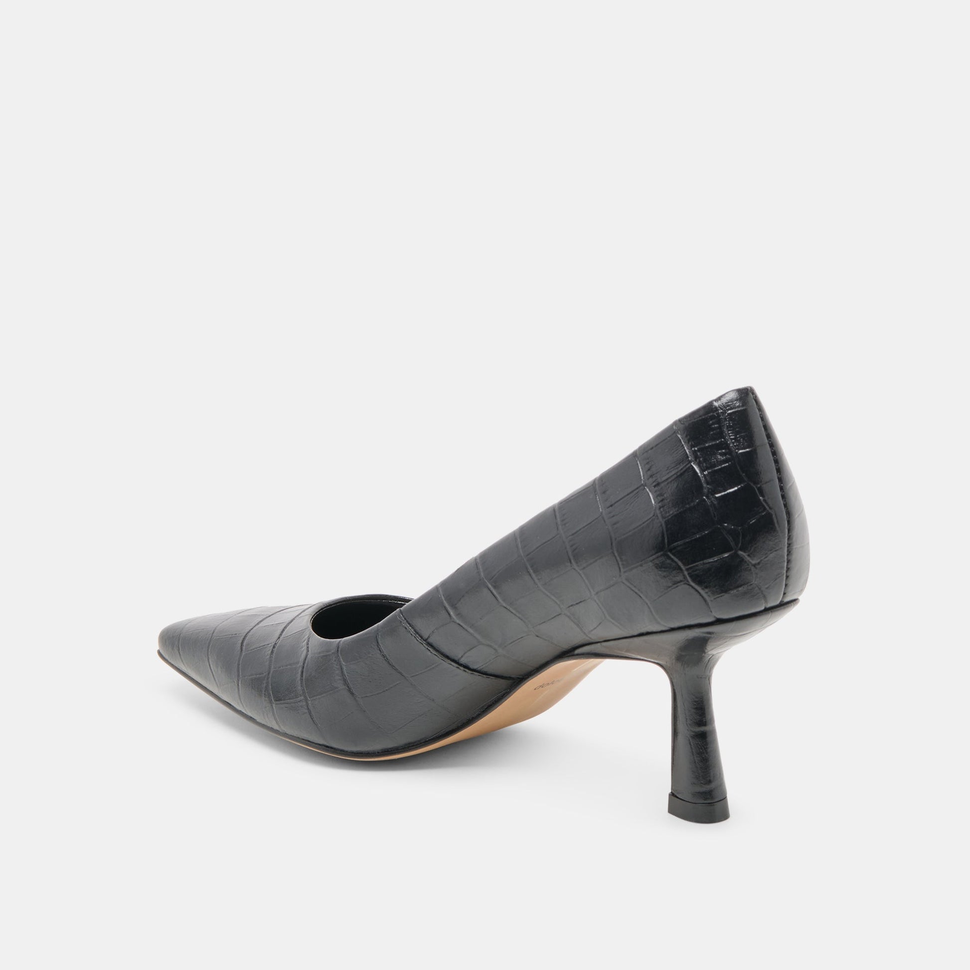 Briona Noir Croco Embossed Leather Heels Dolce Vita us