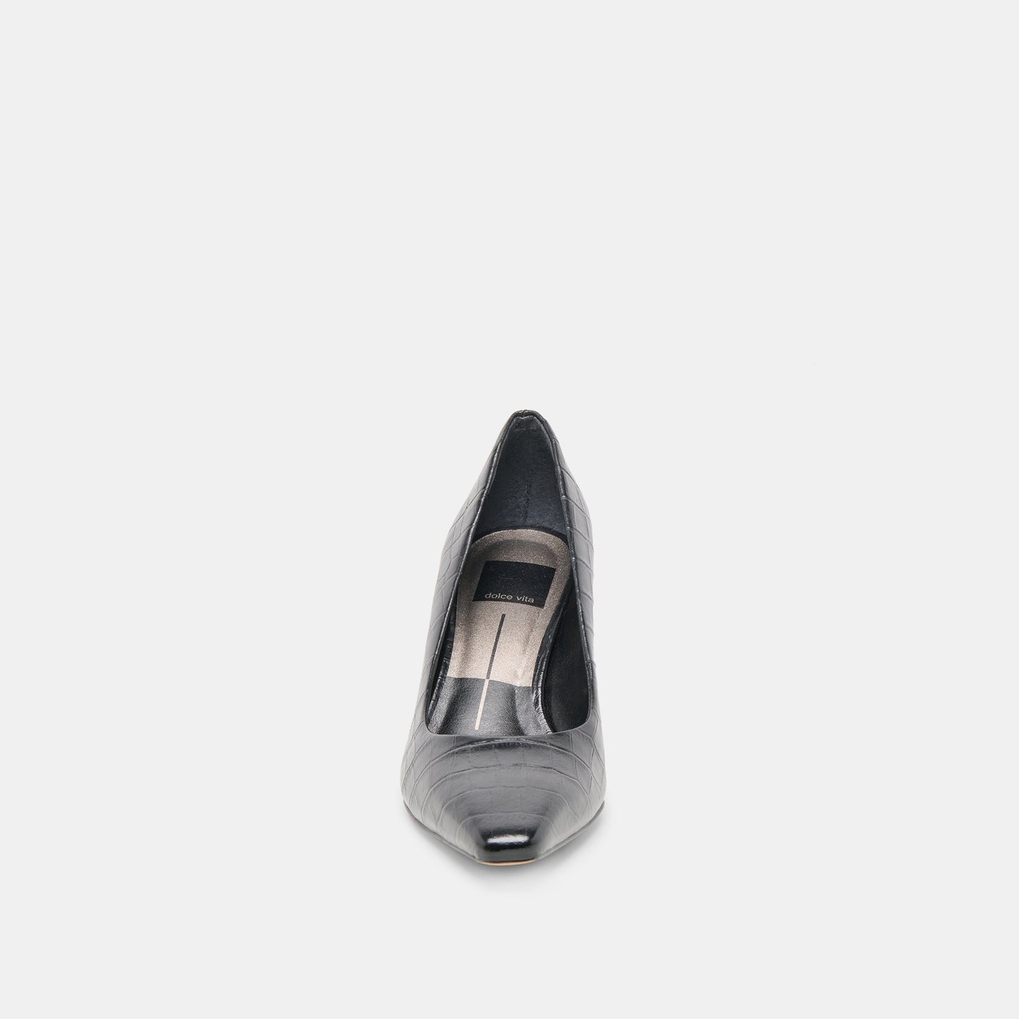 Briona Noir Croco Embossed Leather Heels Dolce Vita us