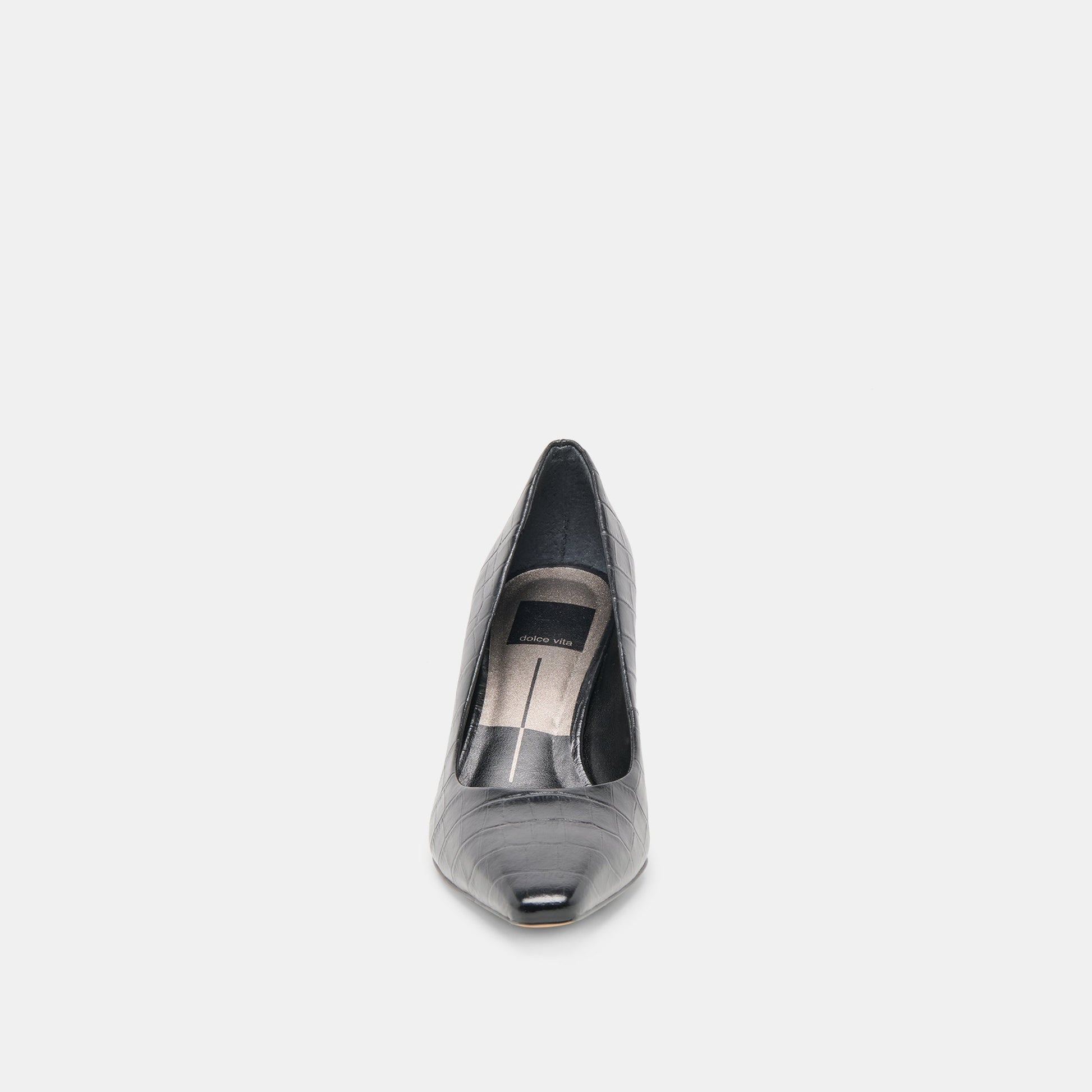 Briona Noir Croco Embossed Leather Heels Dolce Vita us