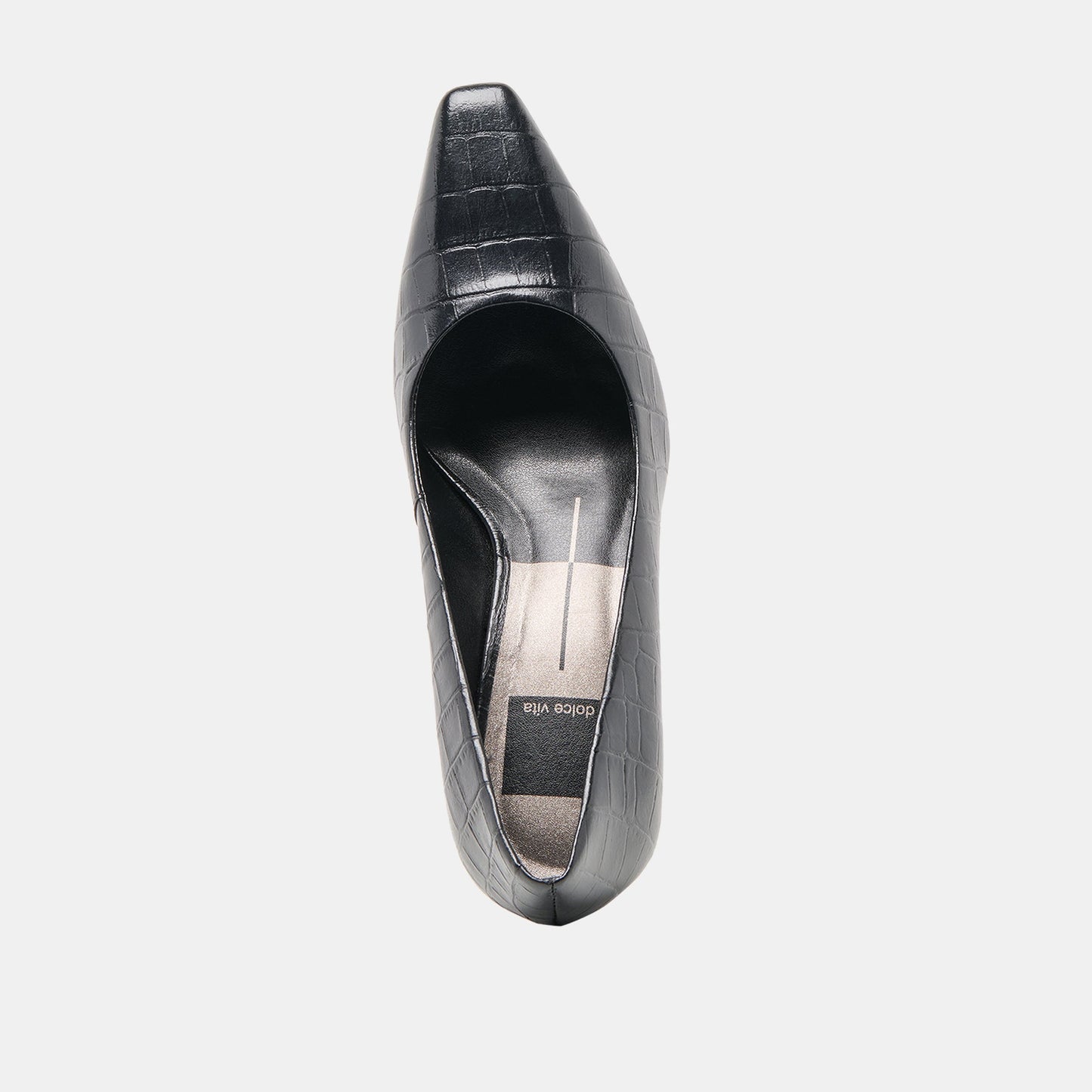 Briona Noir Croco Embossed Leather Heels Dolce Vita us