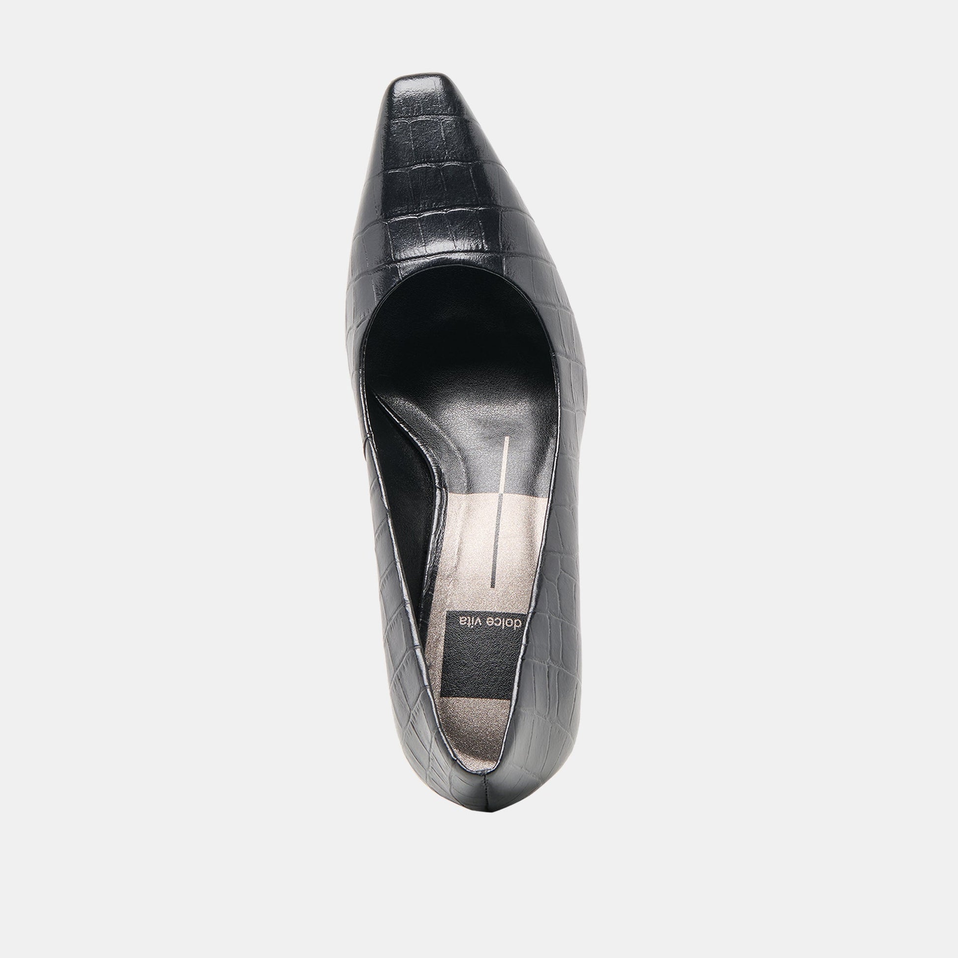 Briona Noir Croco Embossed Leather Heels Dolce Vita us