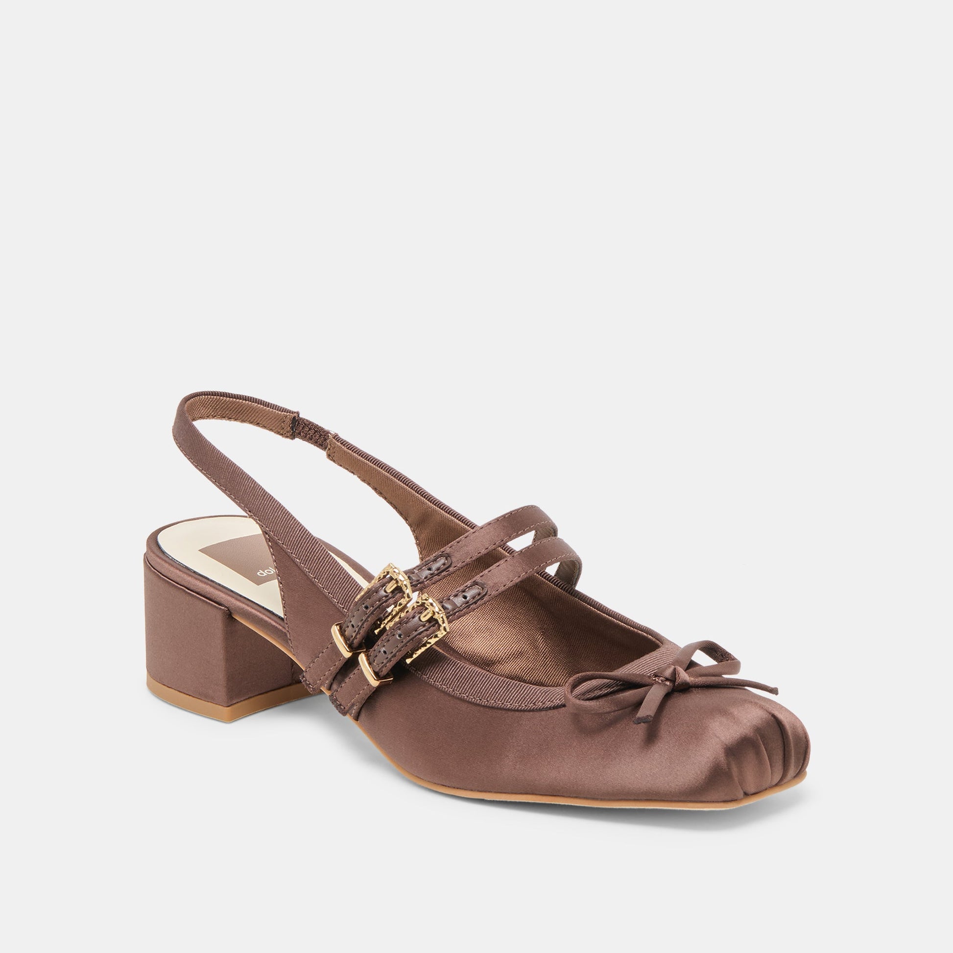 Loris Mahogany Satin Heels Dolce Vita New