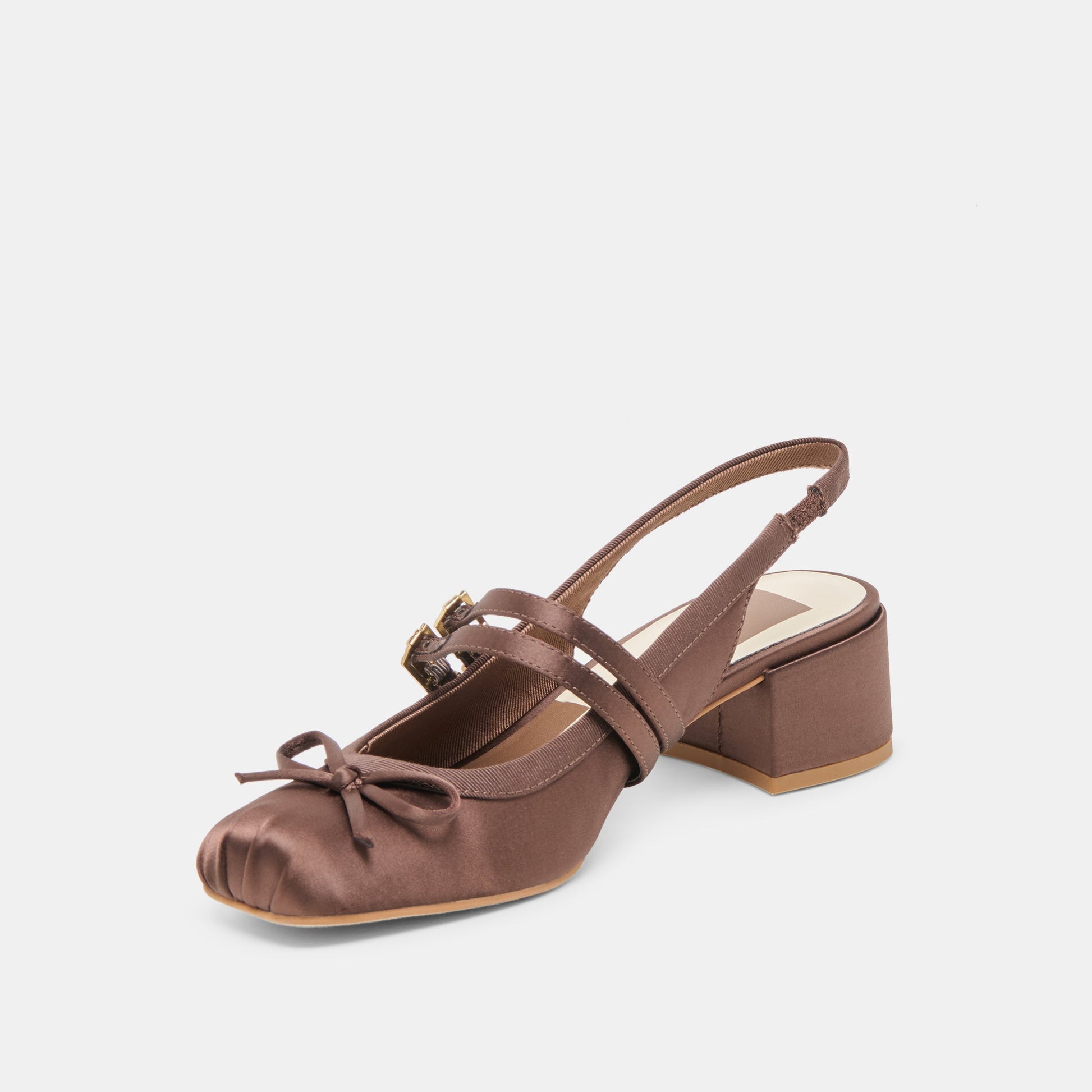 Loris Mahogany Satin Heels Dolce Vita New