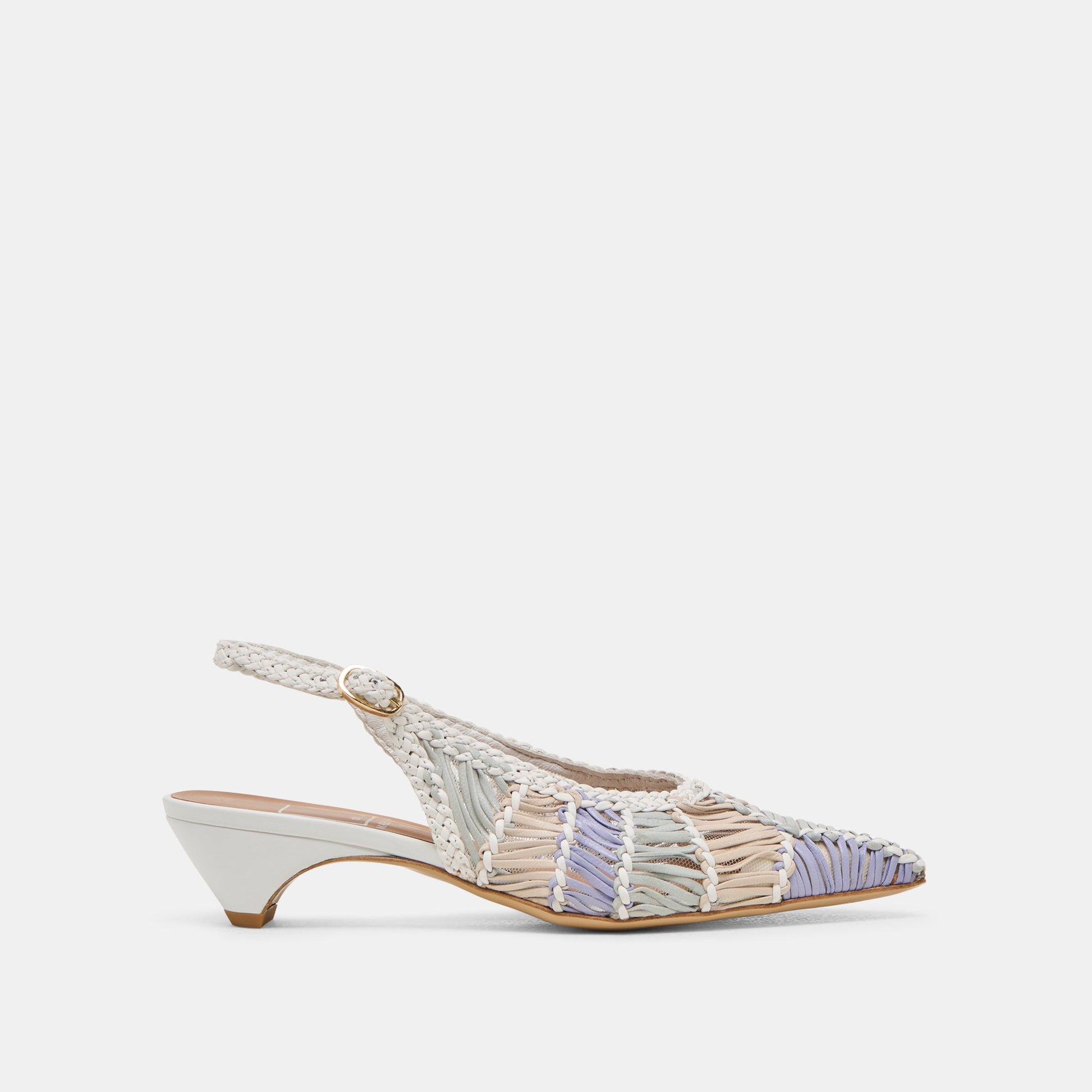 Dafney White Multi Woven Leather Heels Dolce Vita us