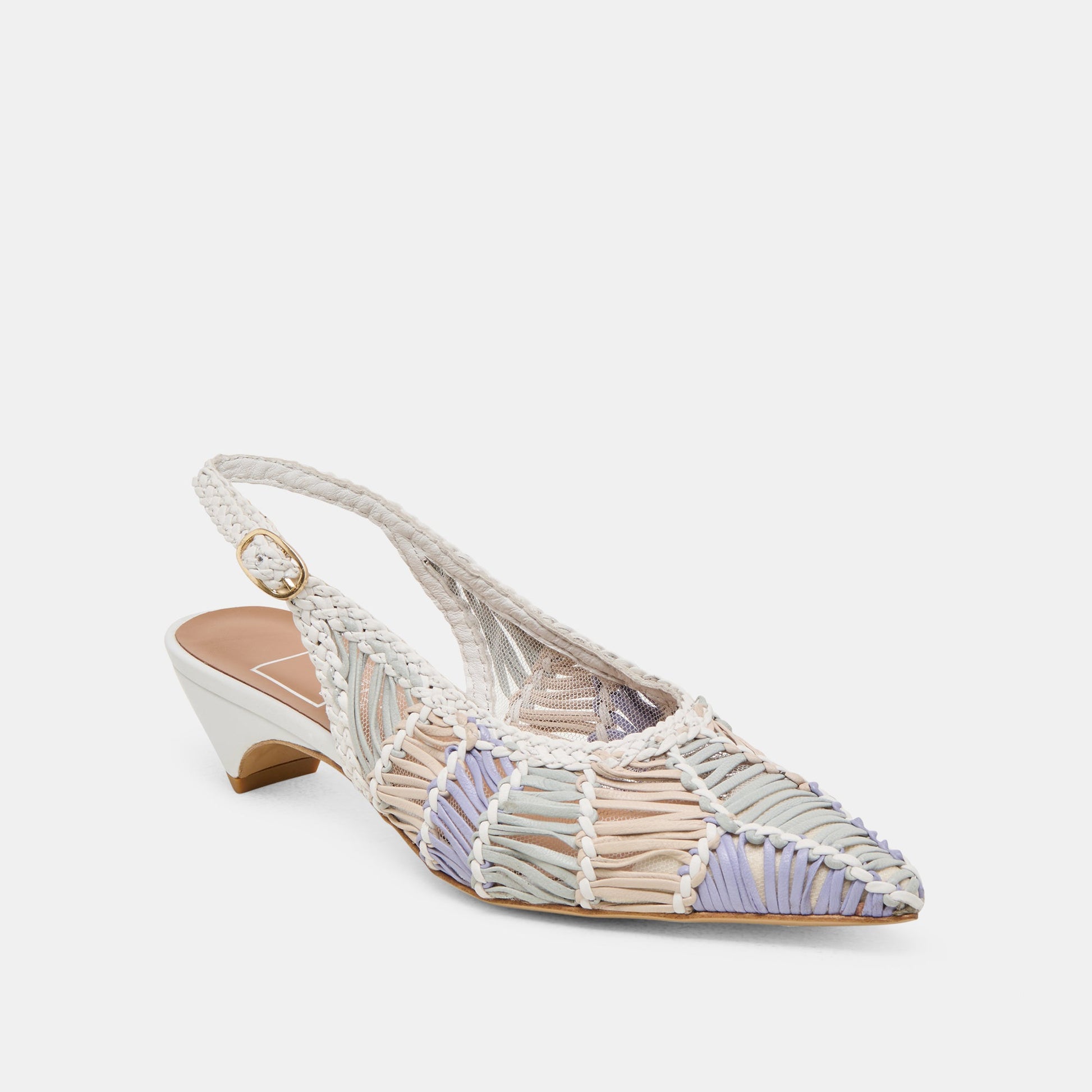 Dafney White Multi Woven Leather Heels Dolce Vita us