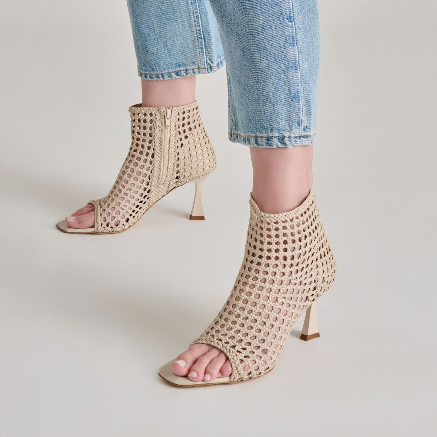 Quin Bone Woven Leather Heels Dolce Vita New