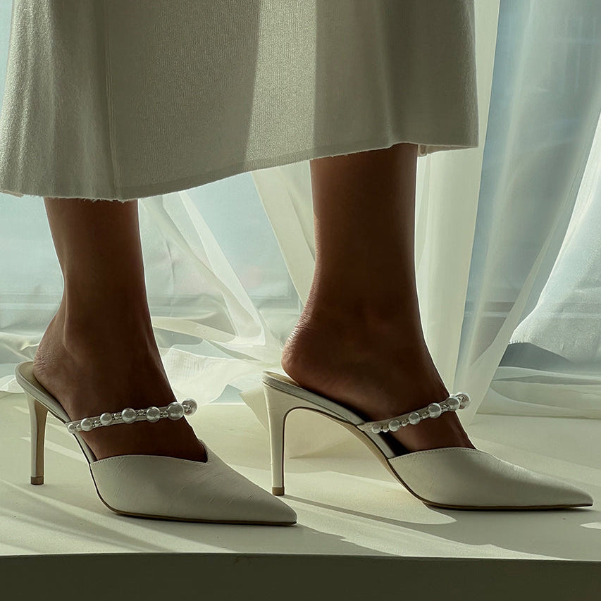 KANIKA Pearl Heels Vanilla Silk | Vanilla Silk Pearl Tapered Heels
 – Dolce Vita Dolce Vita New