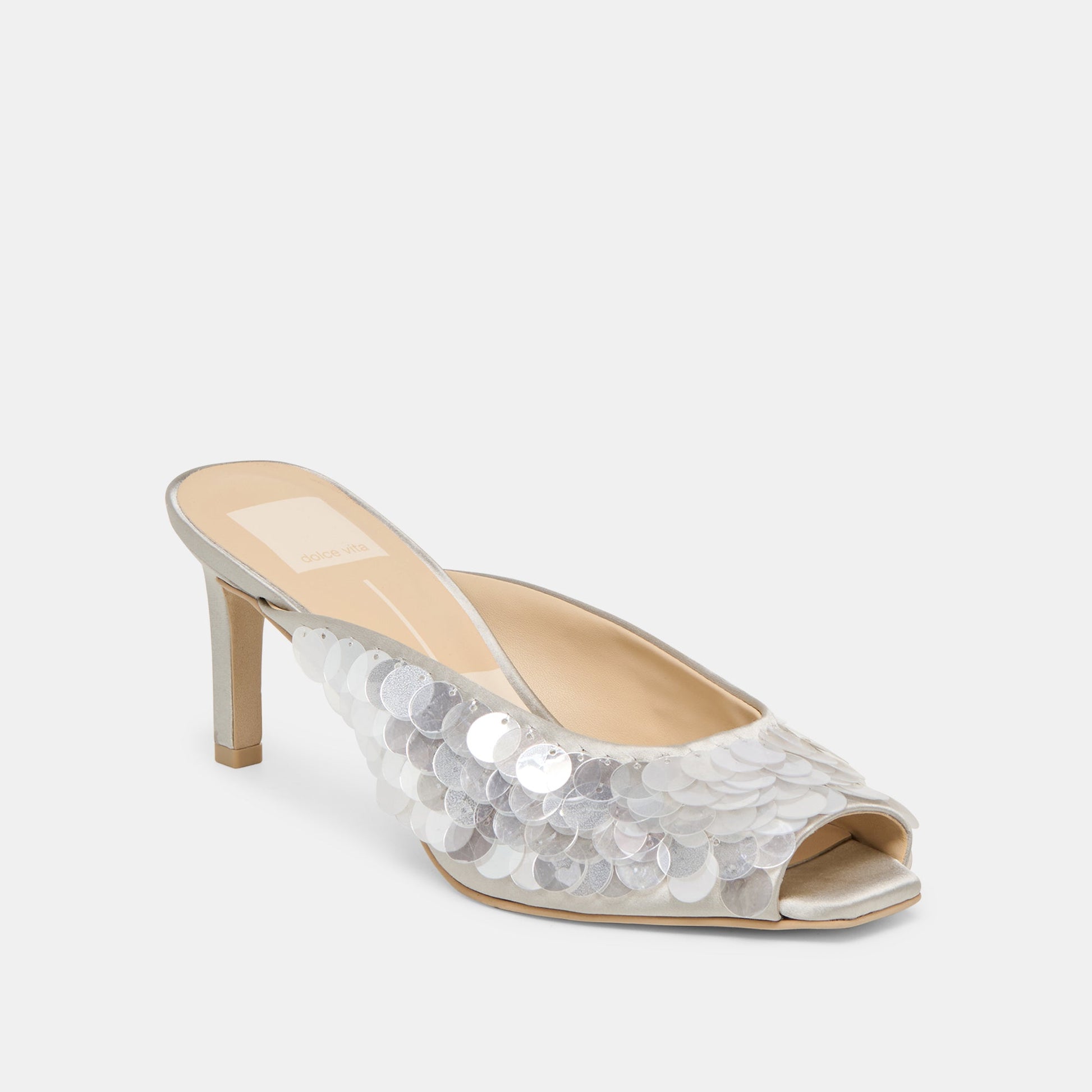 Samary Confetti Silver Satin Heels Dolce Vita Sale
