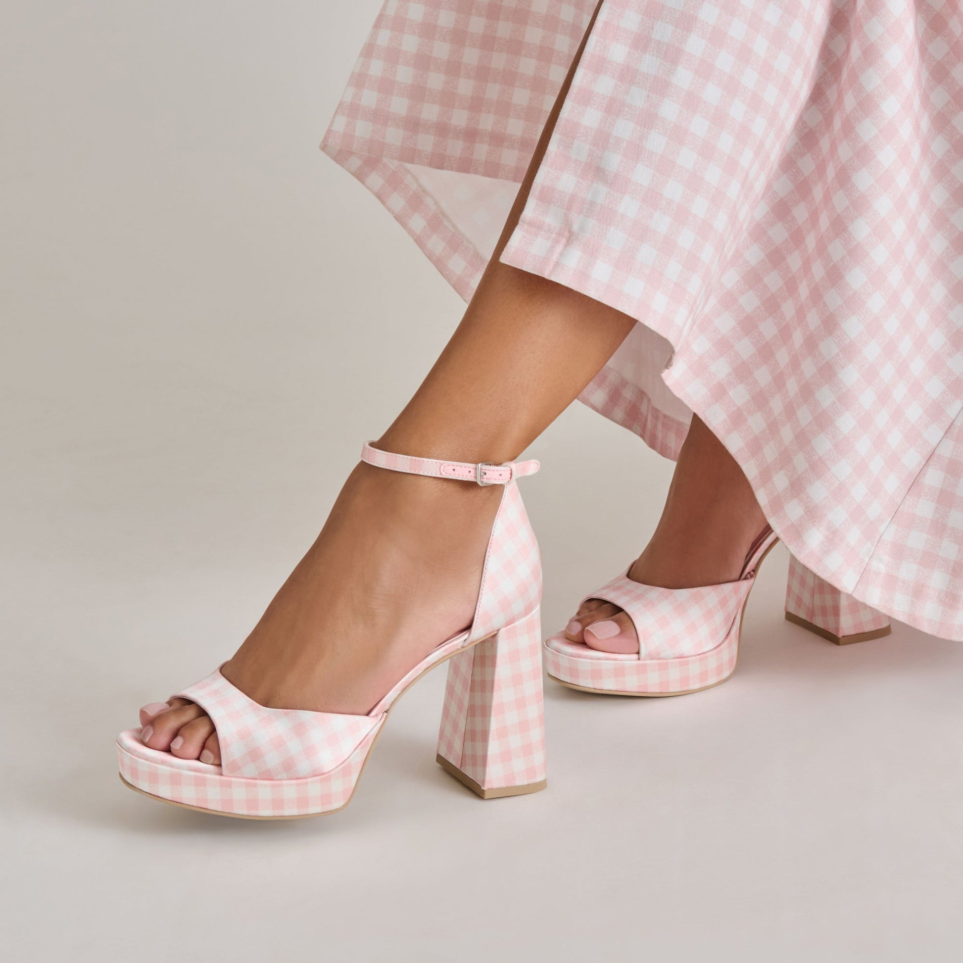 Reyes X Byrdie Golf Pink Plaid Gingham Heels Dolce Vita Outlet