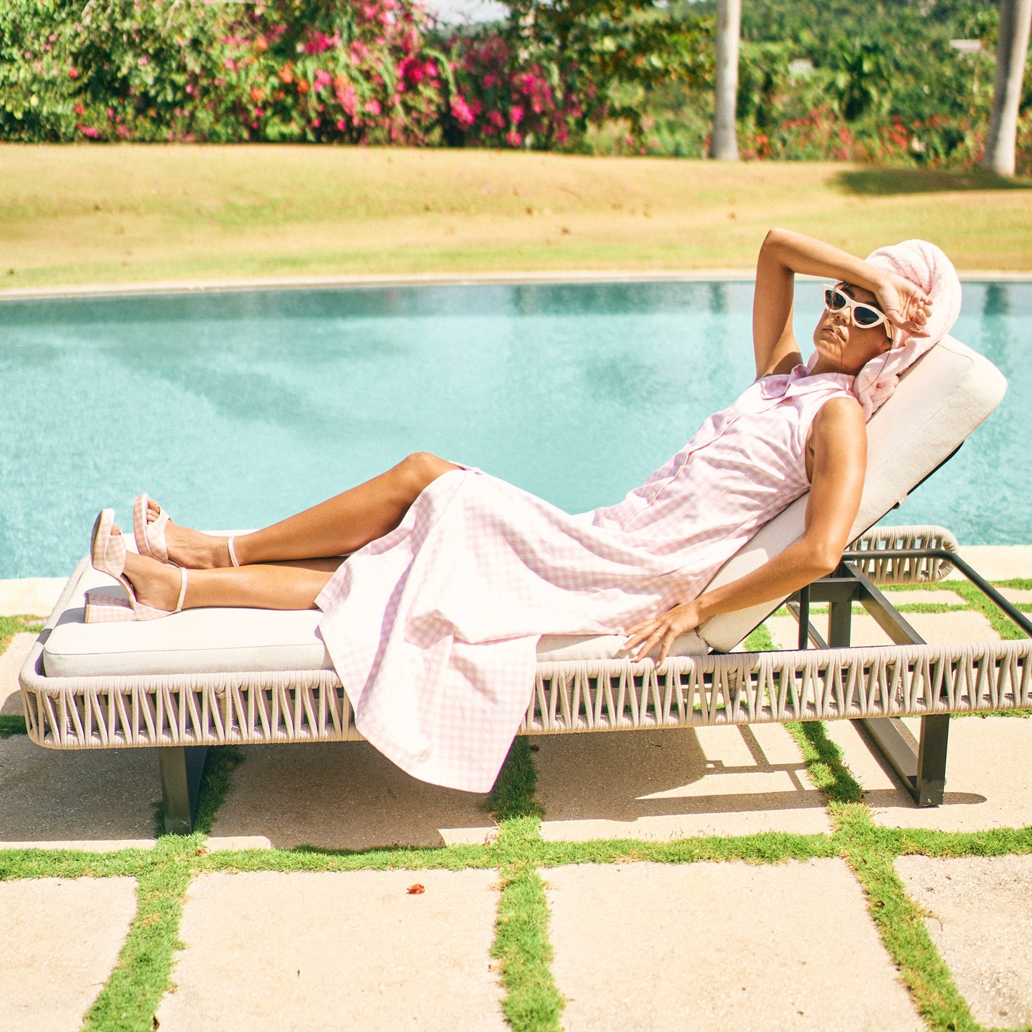 Reyes X Byrdie Golf Pink Plaid Gingham Heels Dolce Vita Outlet